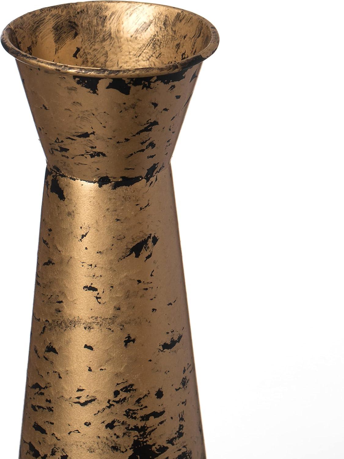 Medium Gold Brushed Metal Decorative Floor Vase