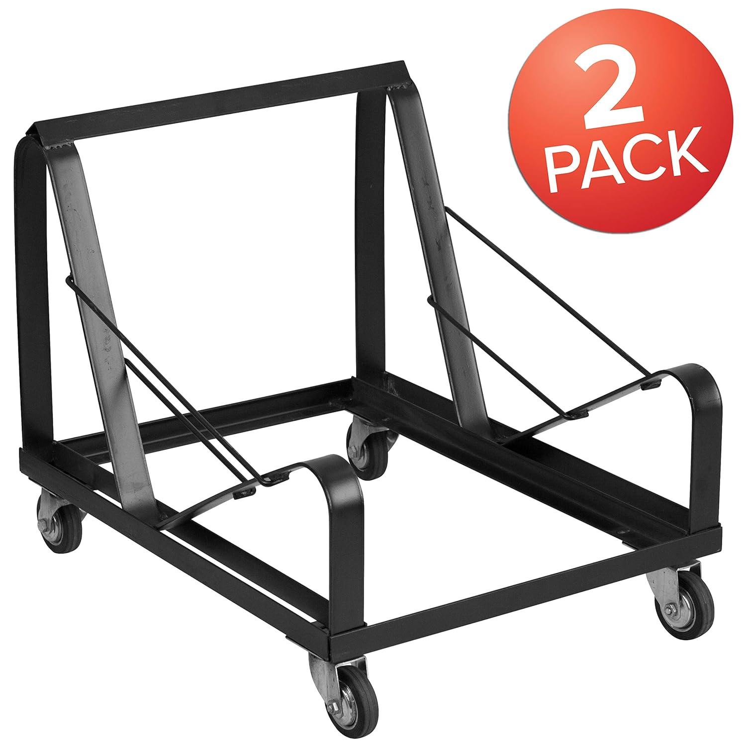 Flash Furniture Celeste Black Steel Heavy Duty Sled Base Stack Chair Dolly - Chair Truck (Set of 2)