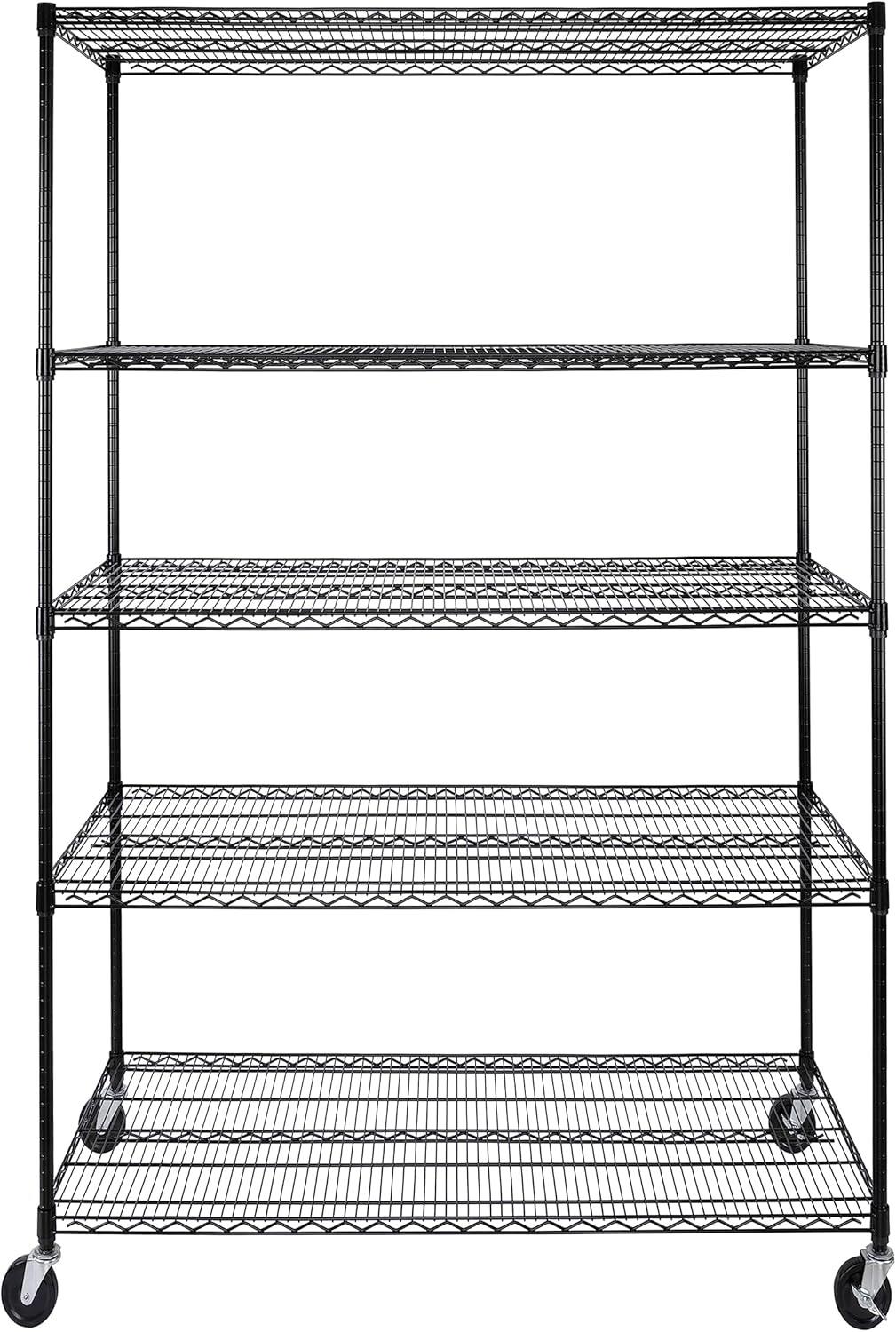 UltraDurable 24" D 5-Tier NSF-Certified Steel Shelving with Wheels