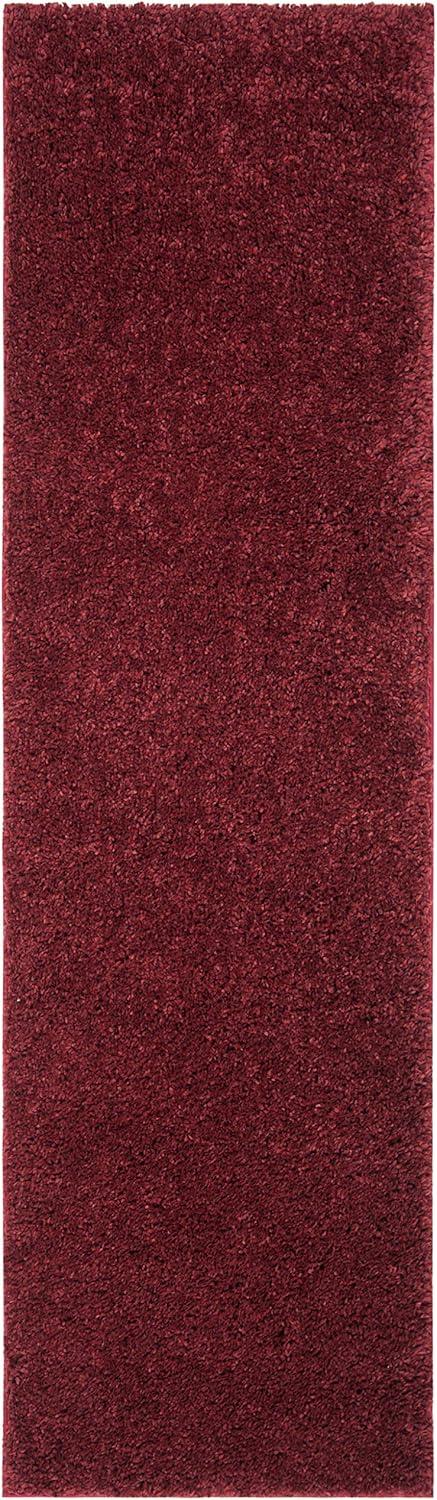 SAFAVIEH August Carlene Solid Plush Shag Runner Rug, Burgundy, 2'3" x 6'