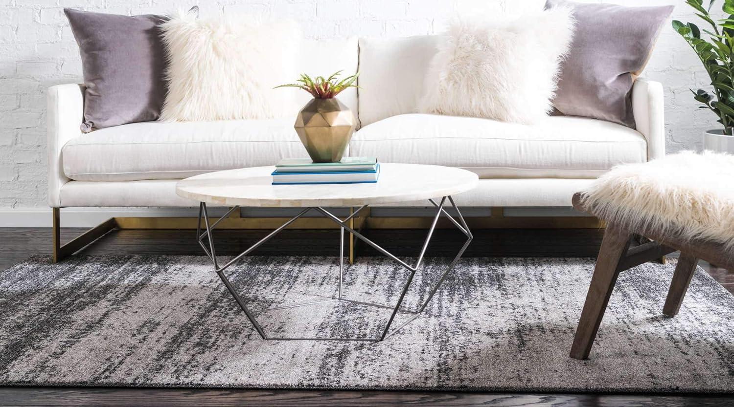 Unique Loom Del Mar Collection Area Rug - Lucille (7' 10" x 11' Rectangle Dark Gray/Ivory)