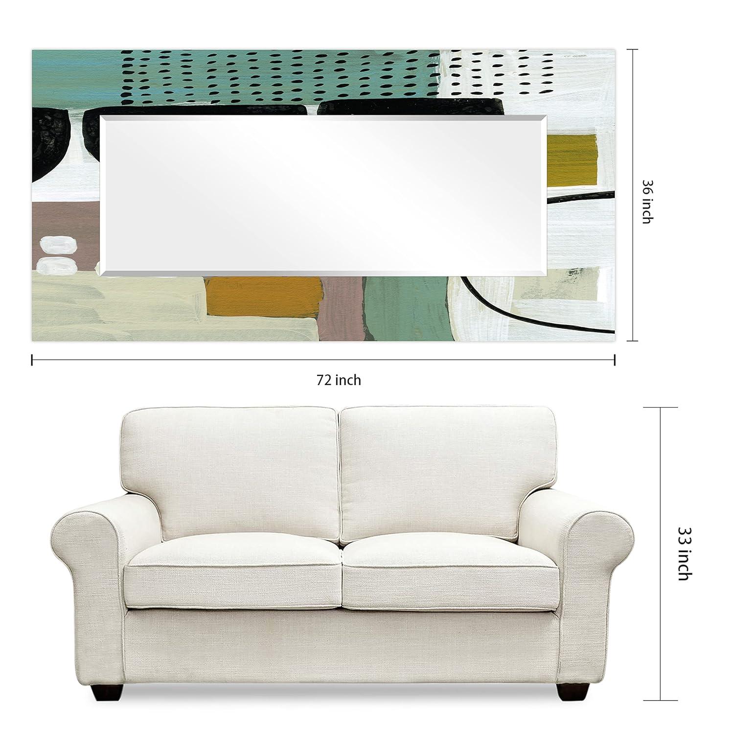 Empire Art Direct Abstract Rectangular Beveled Wall Mirror on Free Floating Printed Tempered Glass - 36" x 72"