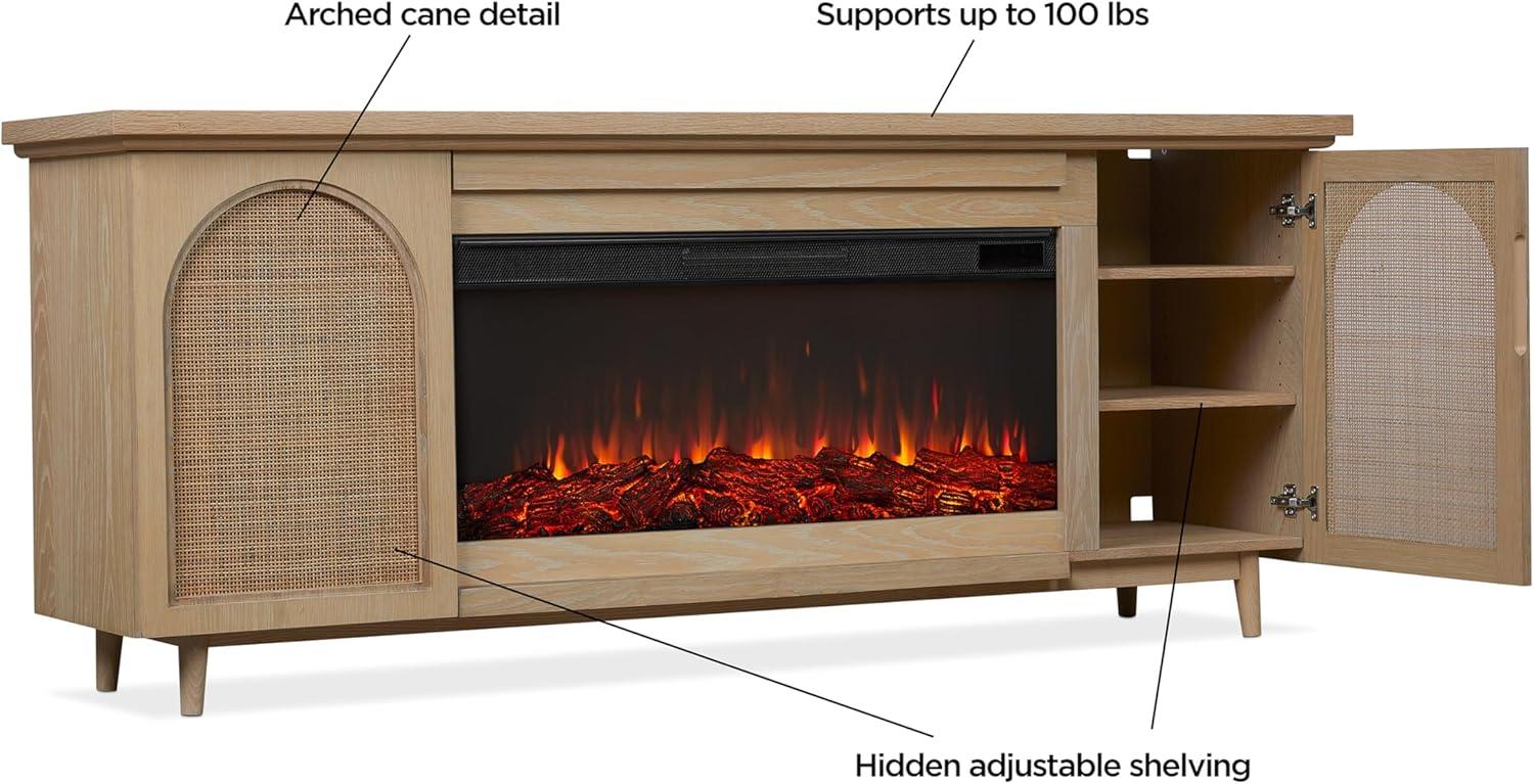 Dahlia 76" White Oak Electric Fireplace TV Stand