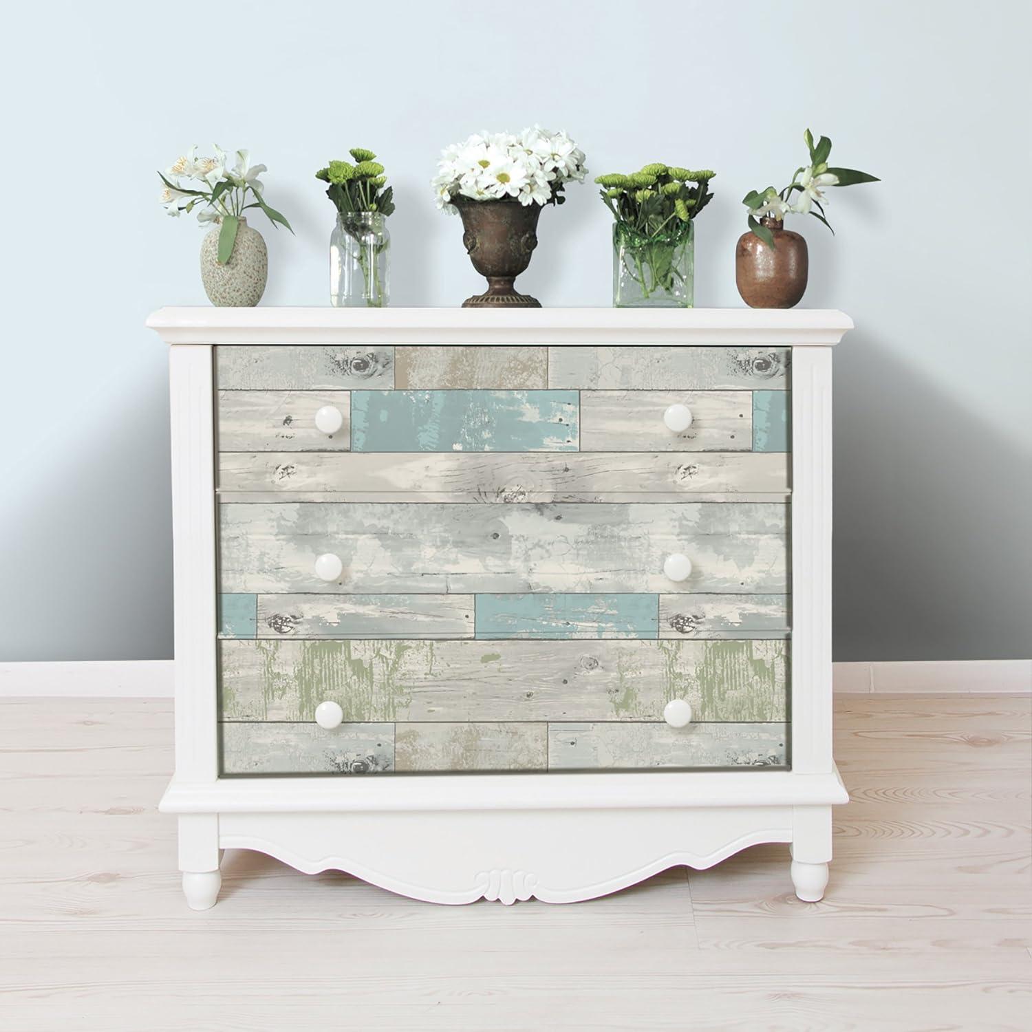 NuWallpaper Multicolor Beachwood Vinyl Peel And Stick Wallpaper, 216-in by 20.5-in, 30.75 sq. ft.