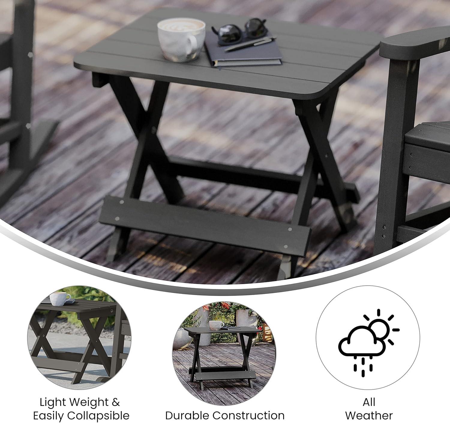 Gray HDPE Folding Adirondack Outdoor Side Table