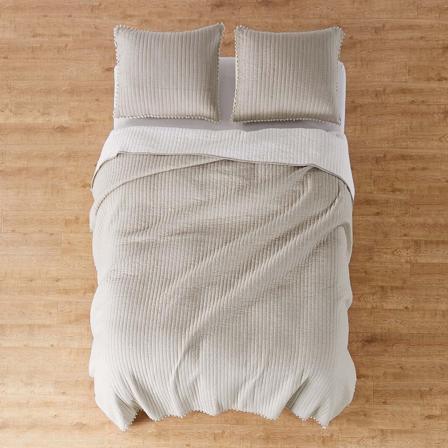 Pom Pom Taupe King Quilt - Levtex Home