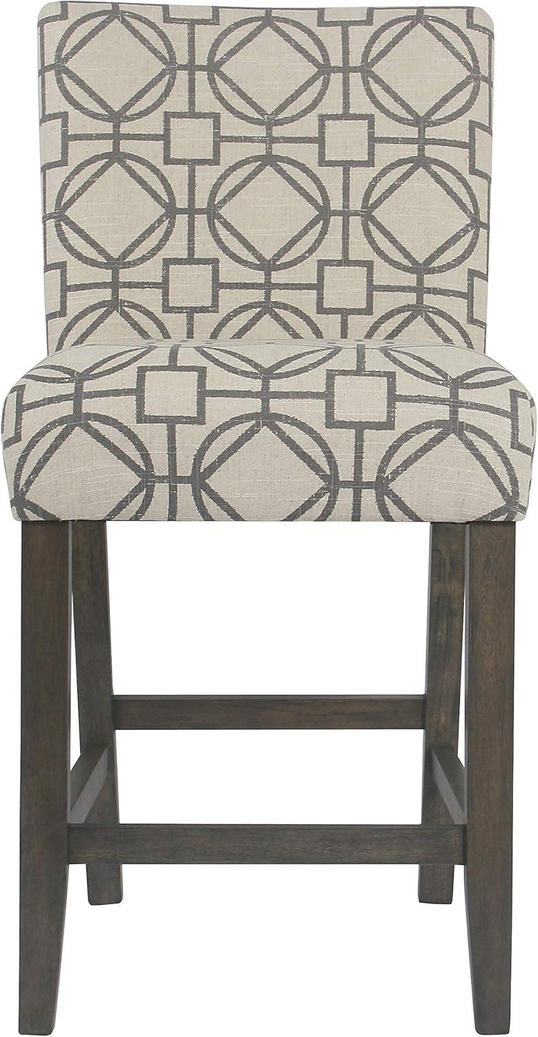 Elegant Gray Lattice 24" Wooden Counter Height Barstool