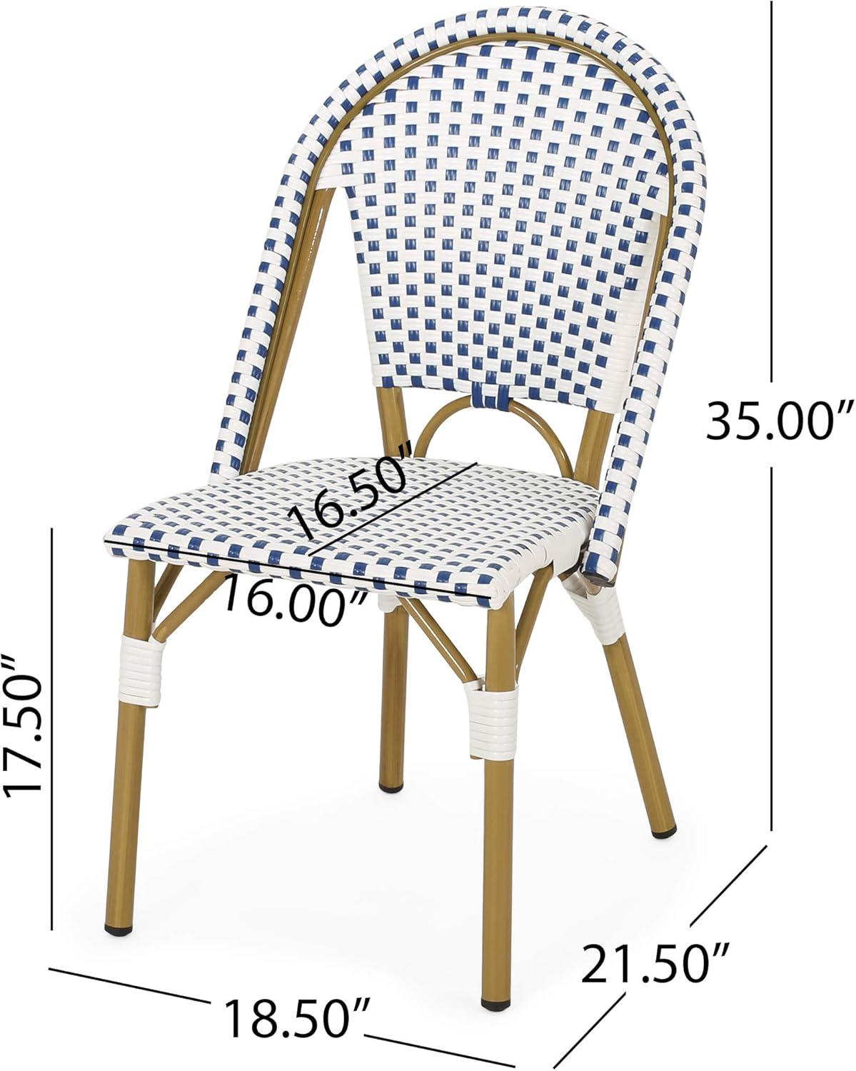 Christopher Knight Home Elize 4pk Outdoor French Cafe Chairs - Blue/White/Bamboo