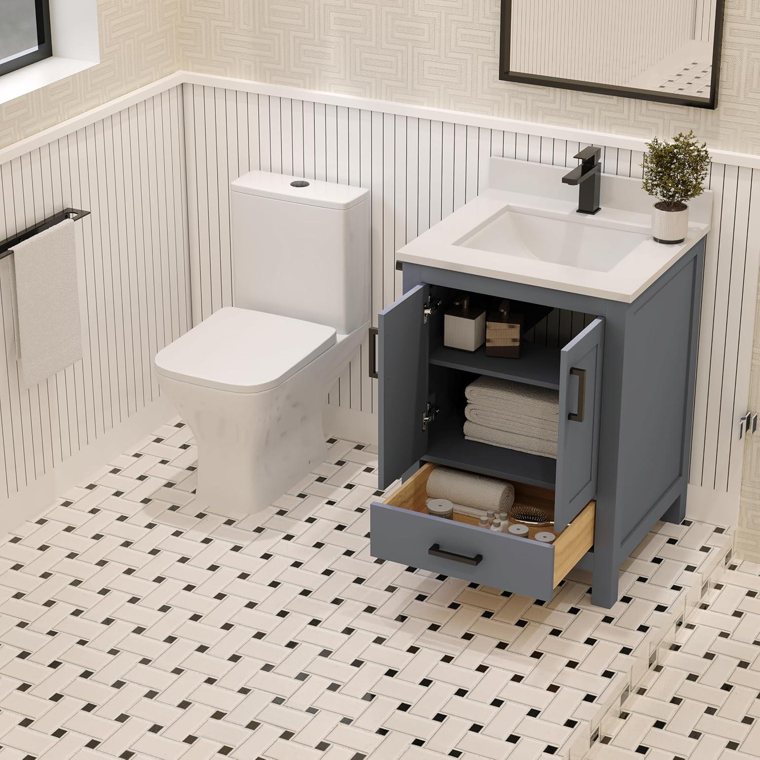 Ayna Decors Rooh 48'' Single Bathroom Vanity with White Quartz Top