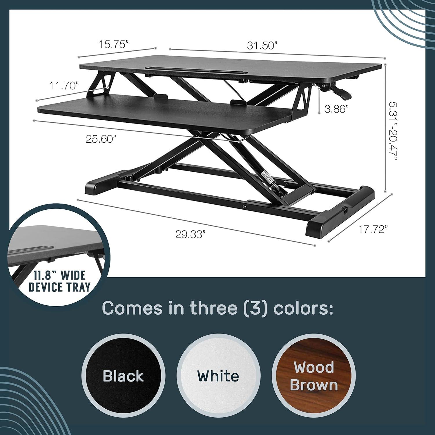 TechOrbits Black Adjustable 32" Aluminum Standing Desk Converter