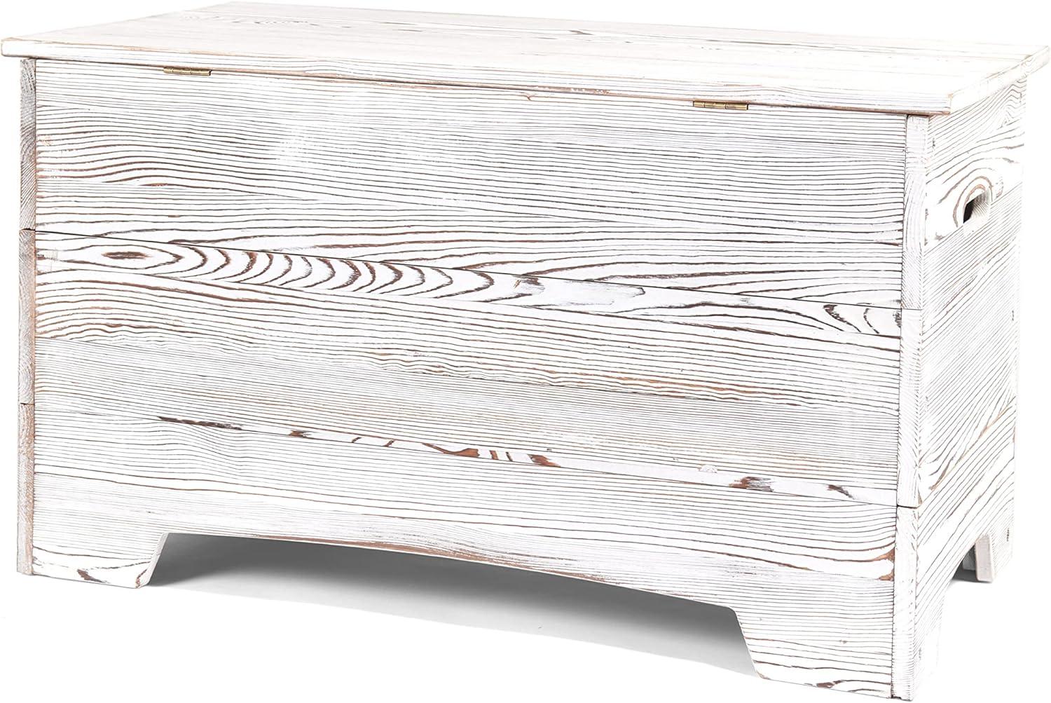 Vintage Gray Solid Wood Rustic Toy Box with Distressed Finish
