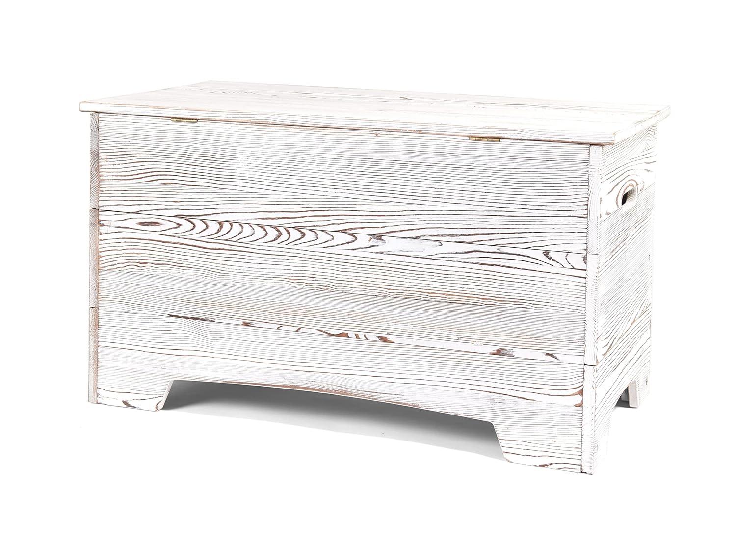 Vintage Gray Solid Wood Rustic Toy Box with Distressed Finish