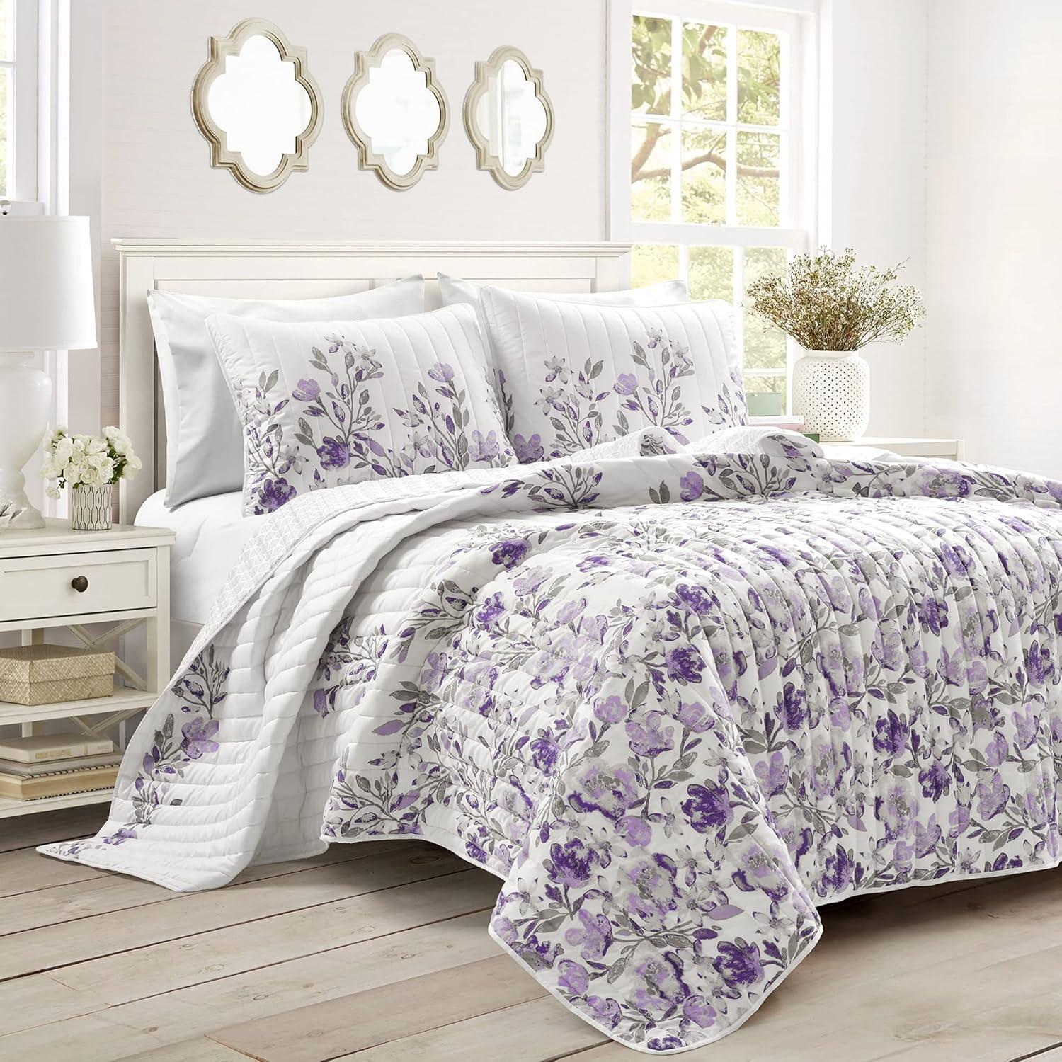Home Boutique Tanisha Quilt Gray/Purple 5Pc Set King