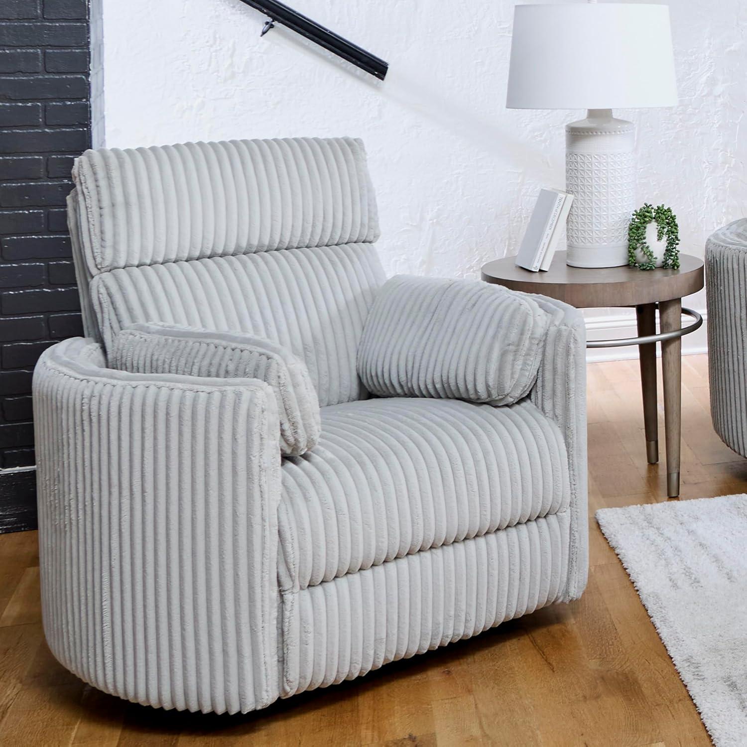 Mega Grey Swivel Glider Recliner with Plush Chenille Upholstery