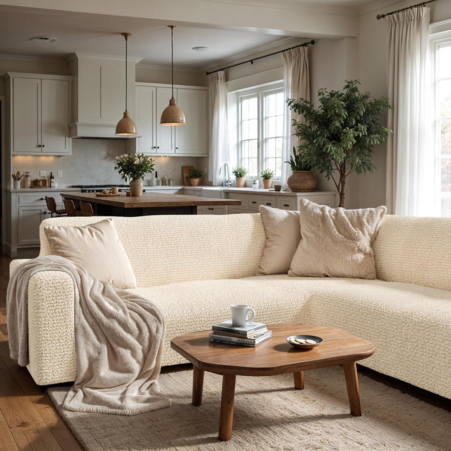 Stretchy Slipcover for Corner Sofa - Easy to Clean & Durable - Microfibra Collection