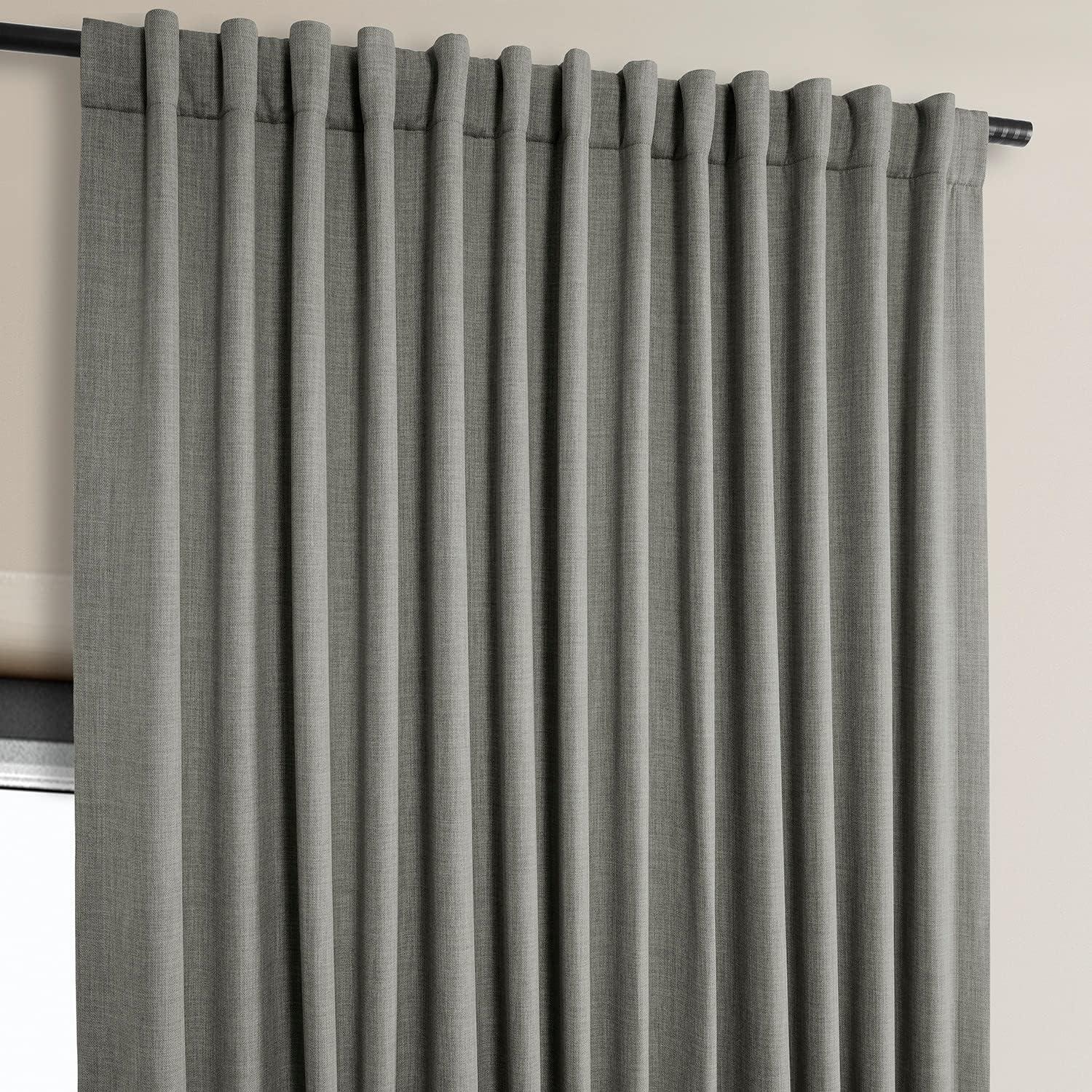 Faux Linen Textured Room Darkening Curtains for Bedroom & Living Room Curtains - Single Panel drapes