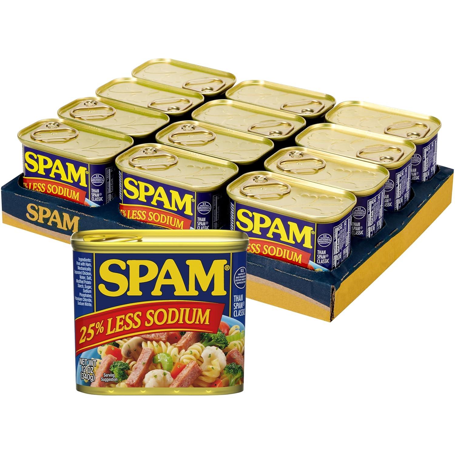SPAM Less Sodium 12 Oz Canned Meat Pack