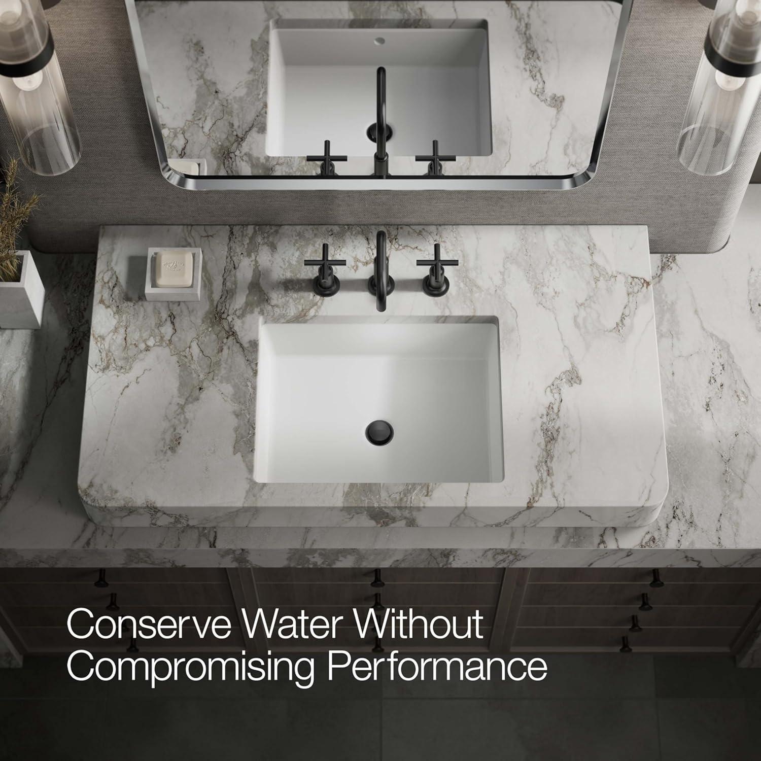 Kohler Purist® Widespread Bathroom Faucet with Pop-Up Drain Assembly, 3-Hole High Arc Cross Handle Bathroom Sink Faucet, 1.2 gpm