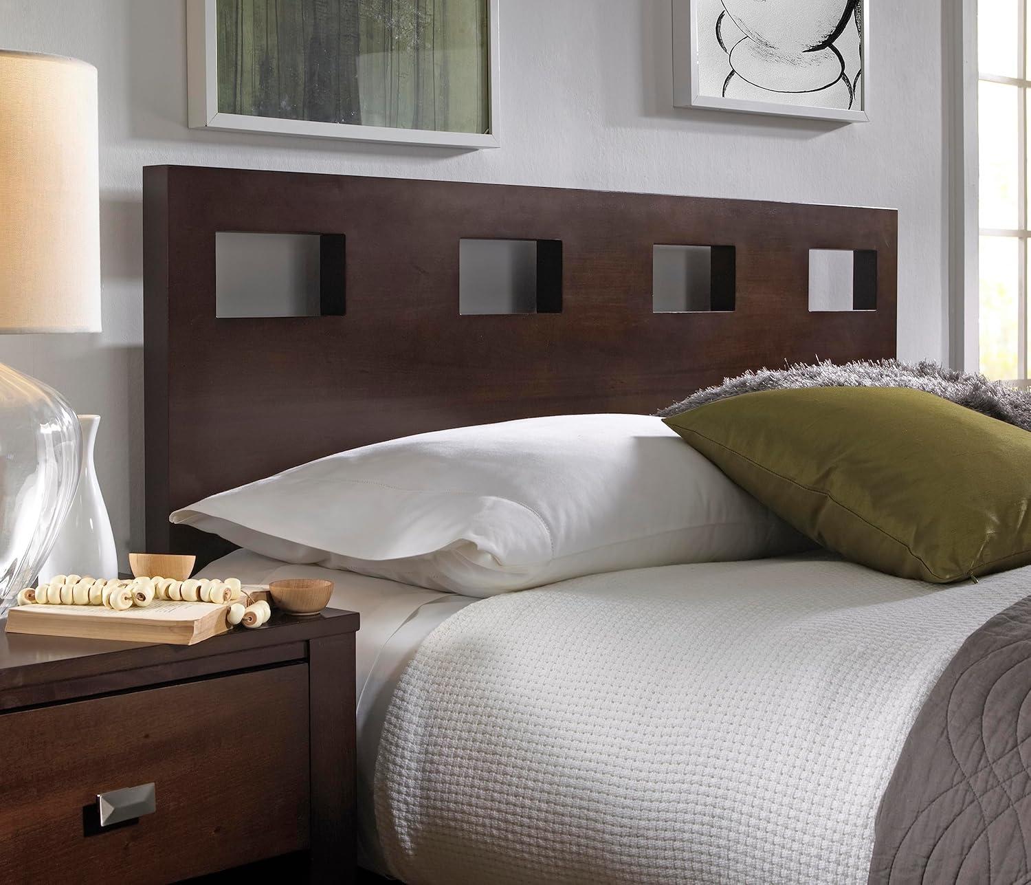 King-Sized Riva Storage Bed with Upholstered Wood Headboard in Chocolate Brown