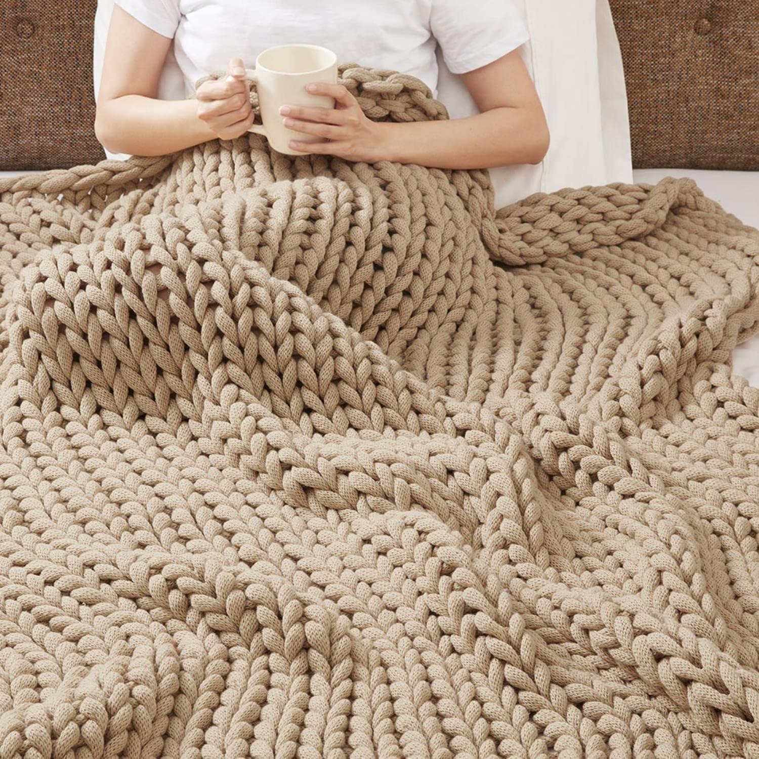 50"x60" Chunky Double Knit Handmade Throw Blanket - Madison Park