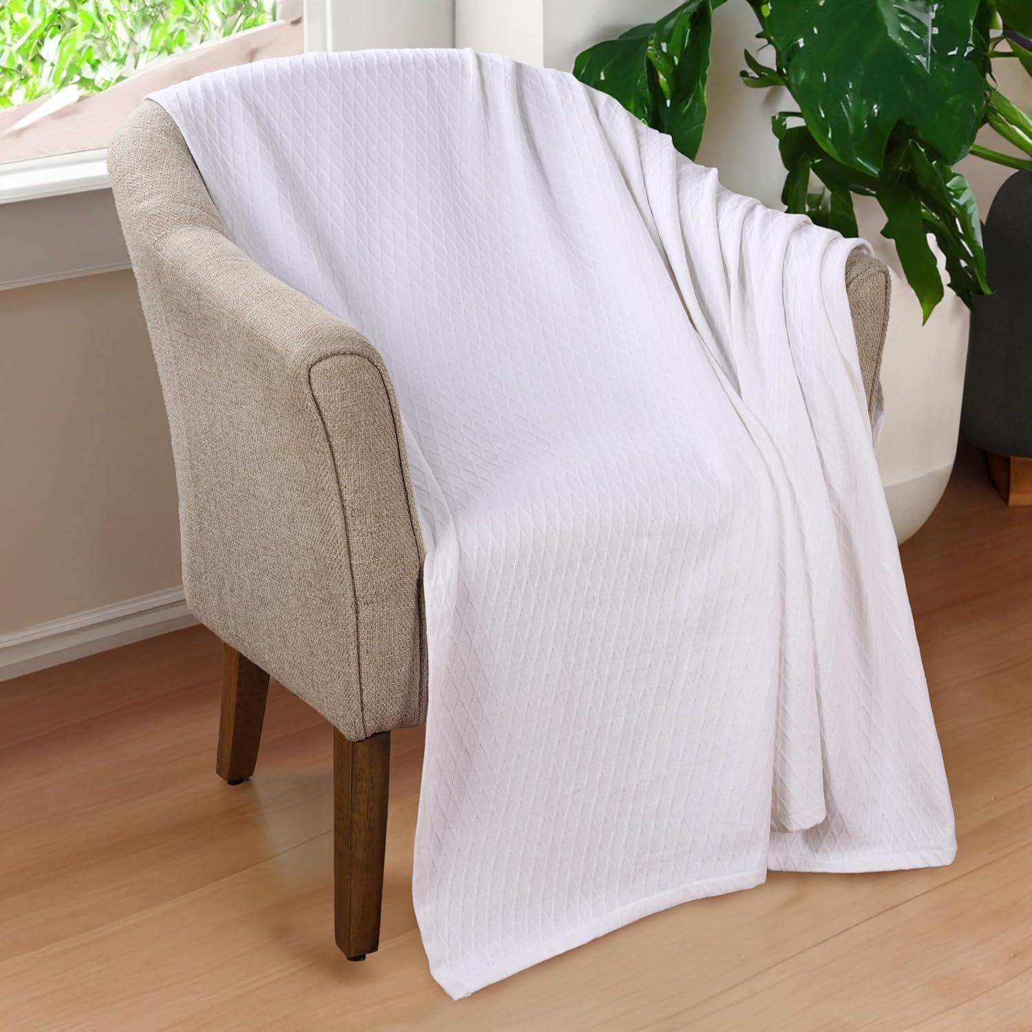 Superior Diamond Weave All-Season Bedding Cotton Throw Layering Blanket