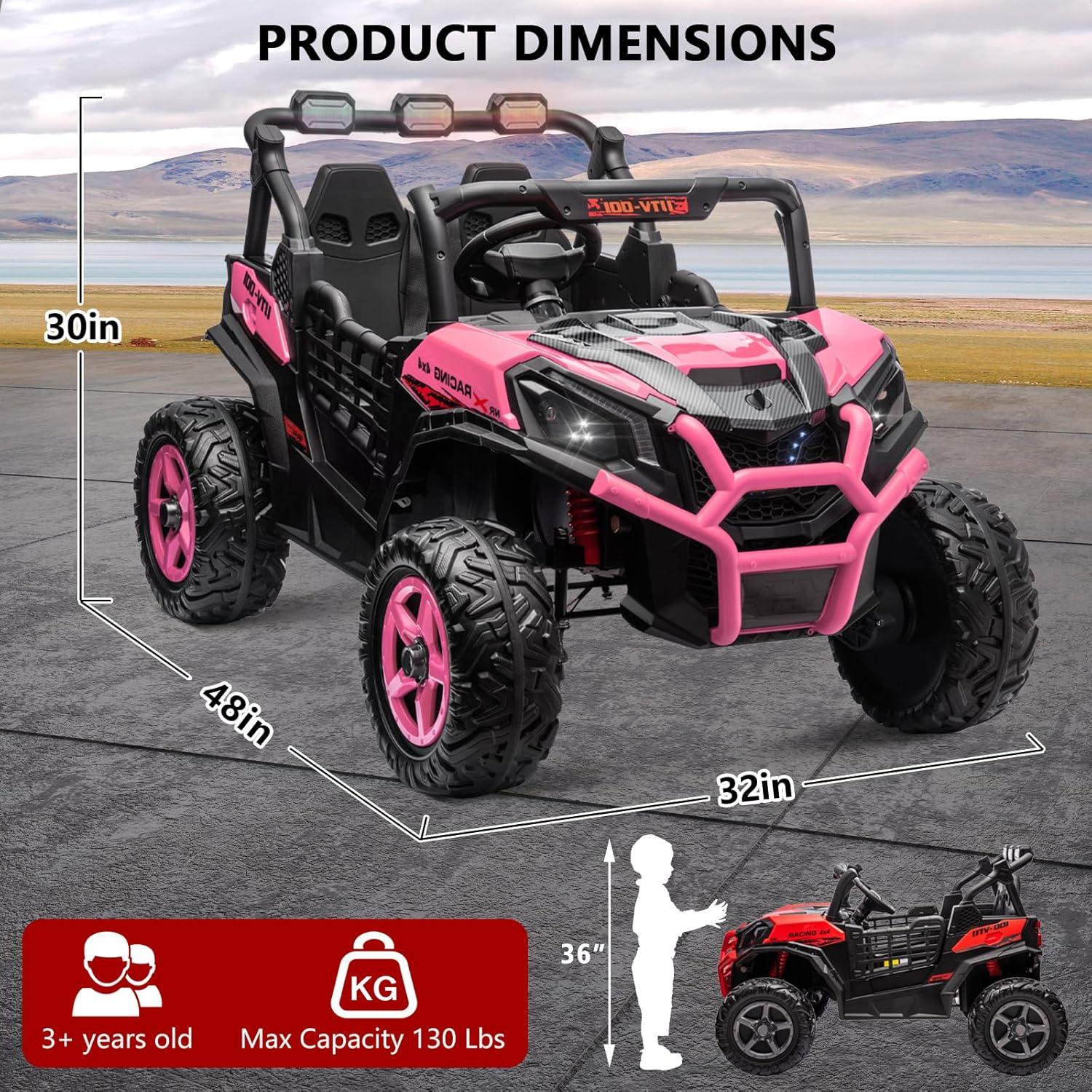 Pink 24V 2-Seater Ride-On UTV with Remote Control