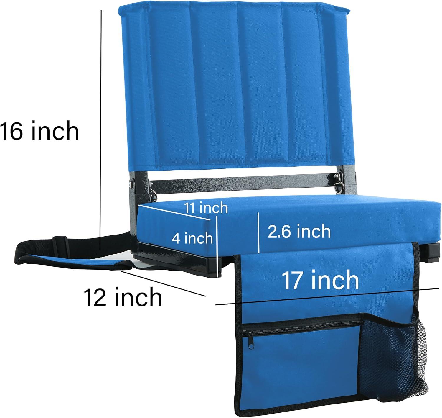 Blue Foam Portable Stadium Seat with Cup Holder