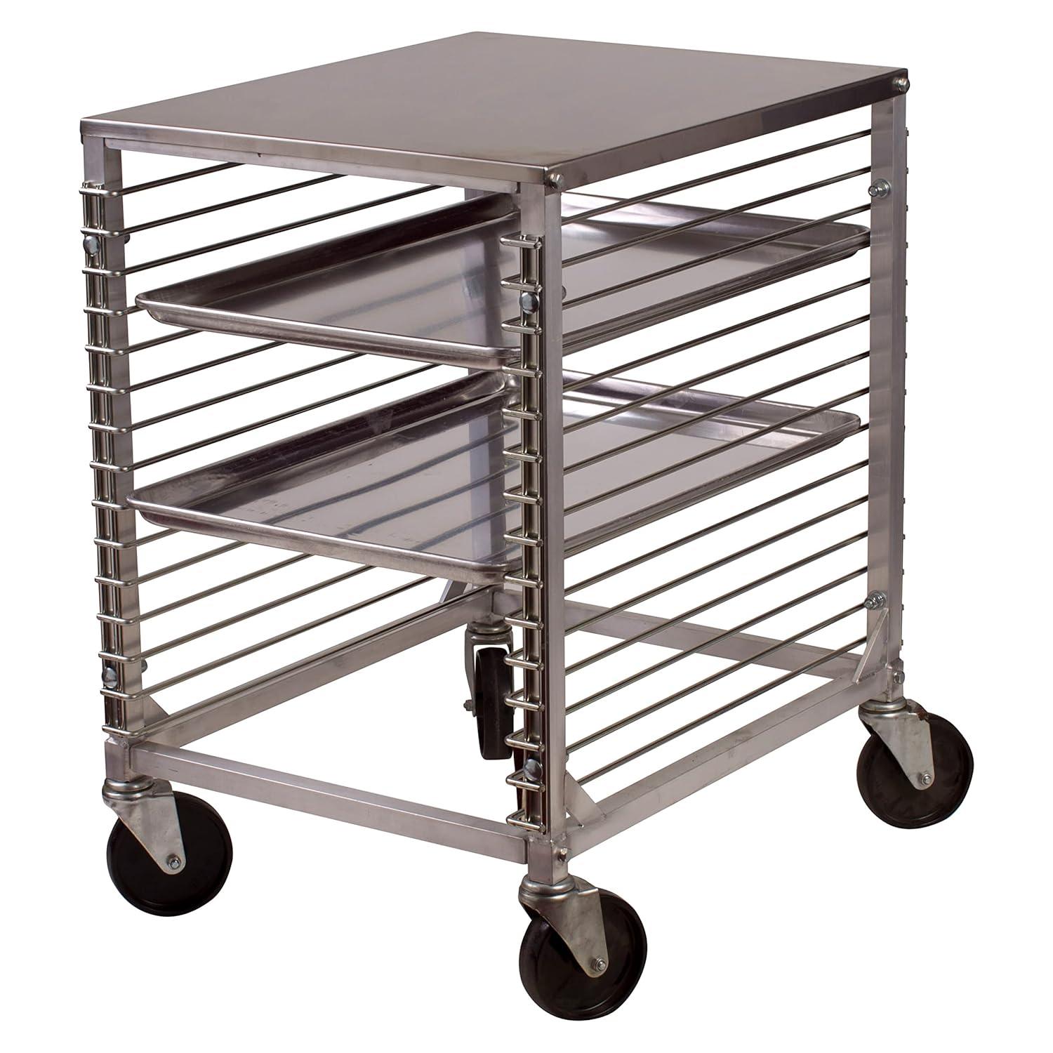 Winco 15-Tier Aluminum Sheet Pan Rack with Hard Top and Wire Slides