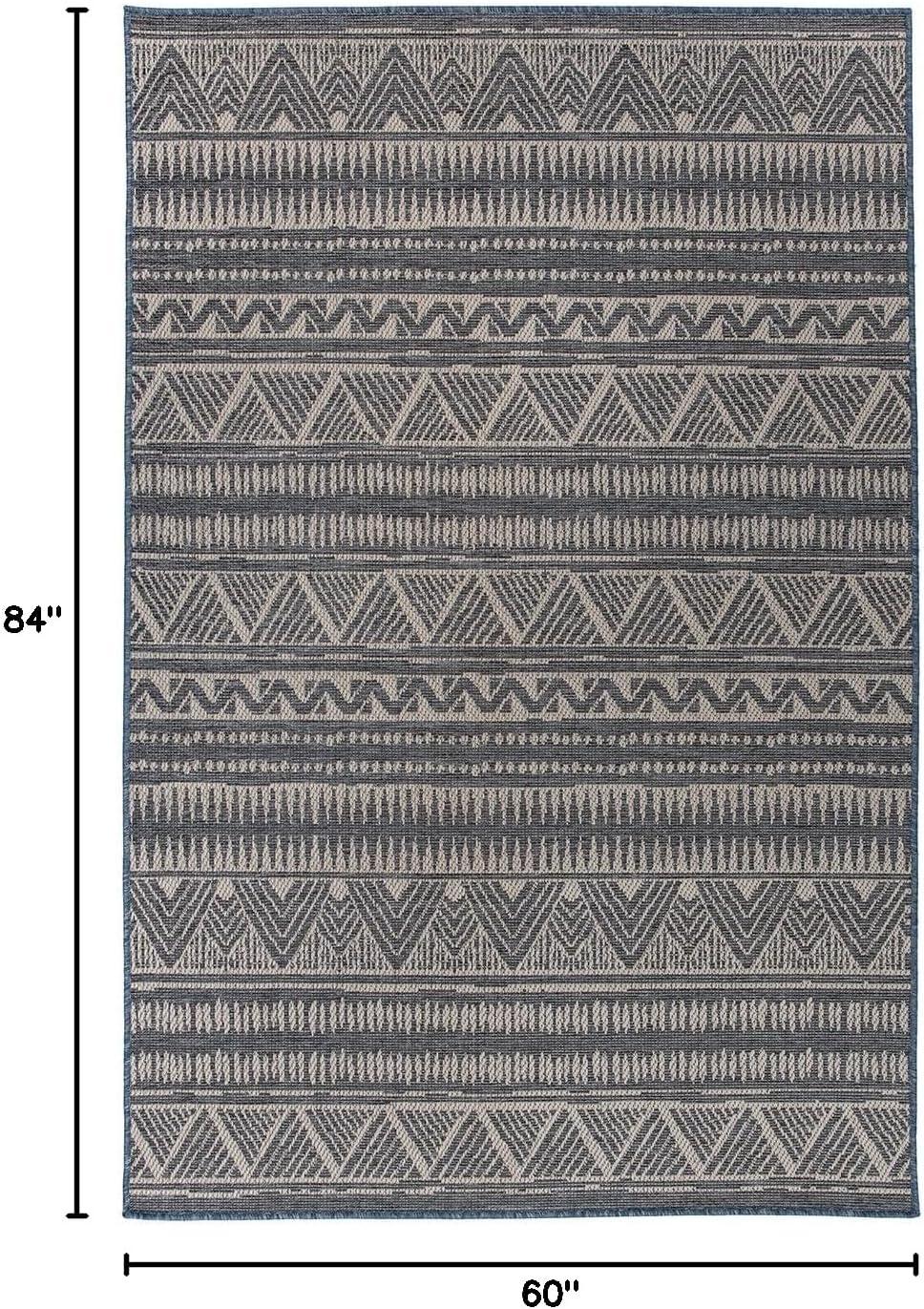 World Rug Gallery Bohemian Geometric Indoor/Outdoor Area Rug - Blue 5' x 7'
