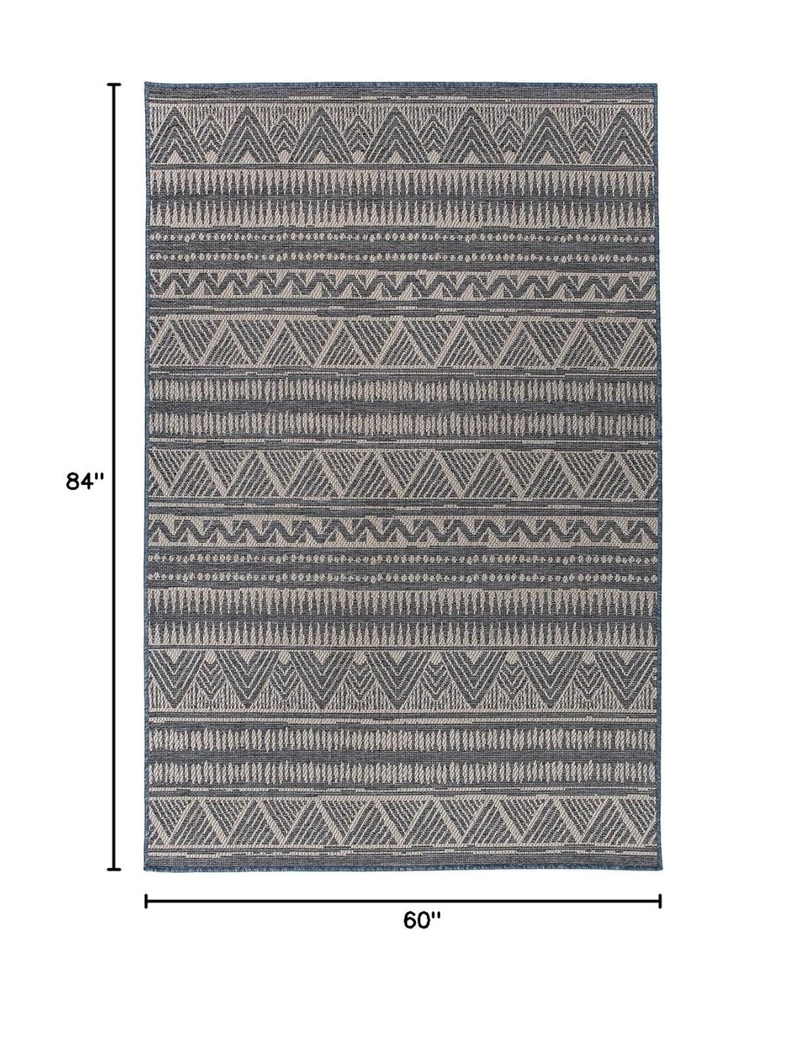 World Rug Gallery Bohemian Geometric Indoor/Outdoor Area Rug - Blue 5' x 7'
