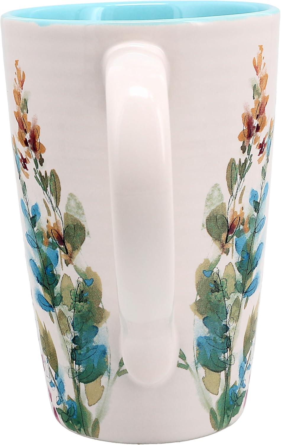 Pavilion - Mom 17-ounce Cup, Floral Pattern Coffee Mug, Butterfly Coffee Cup, Spring Summer Kitchen Ideas, Mom Gifts Microwave & Dishwasher Safe, 1 Count, Cream