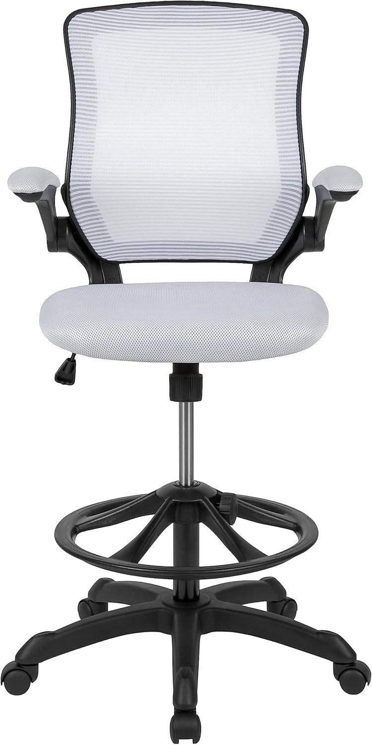 Flash Furniture Mid-Back Mesh Ergonomic Drafting Chair with Adjustable Foot Ring and Flip-Up Arms