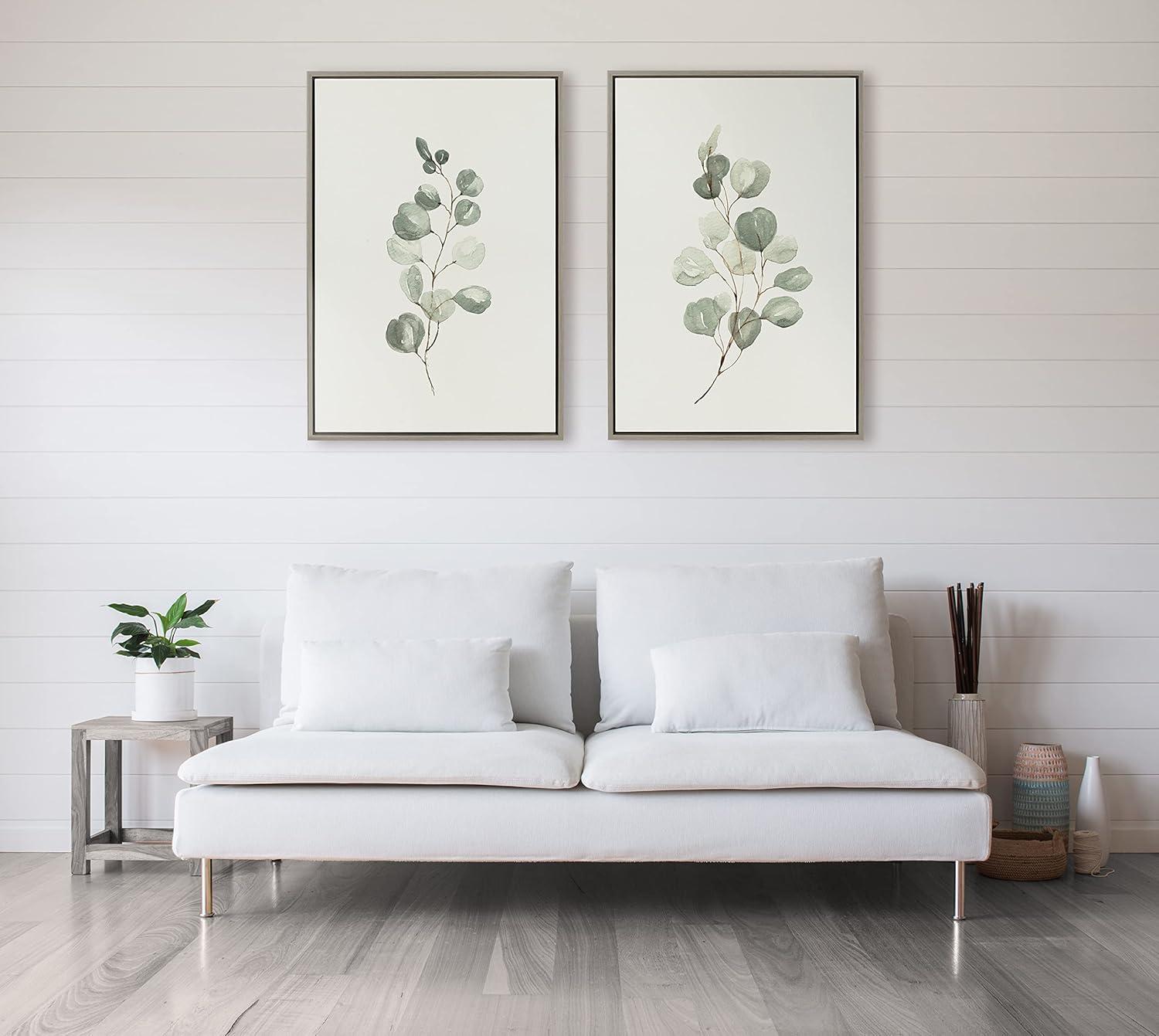 Kate and Laurel Sylvie Eucalyptus Framed Canvas Set by Maja Mitrovic of Makes My Day Happy