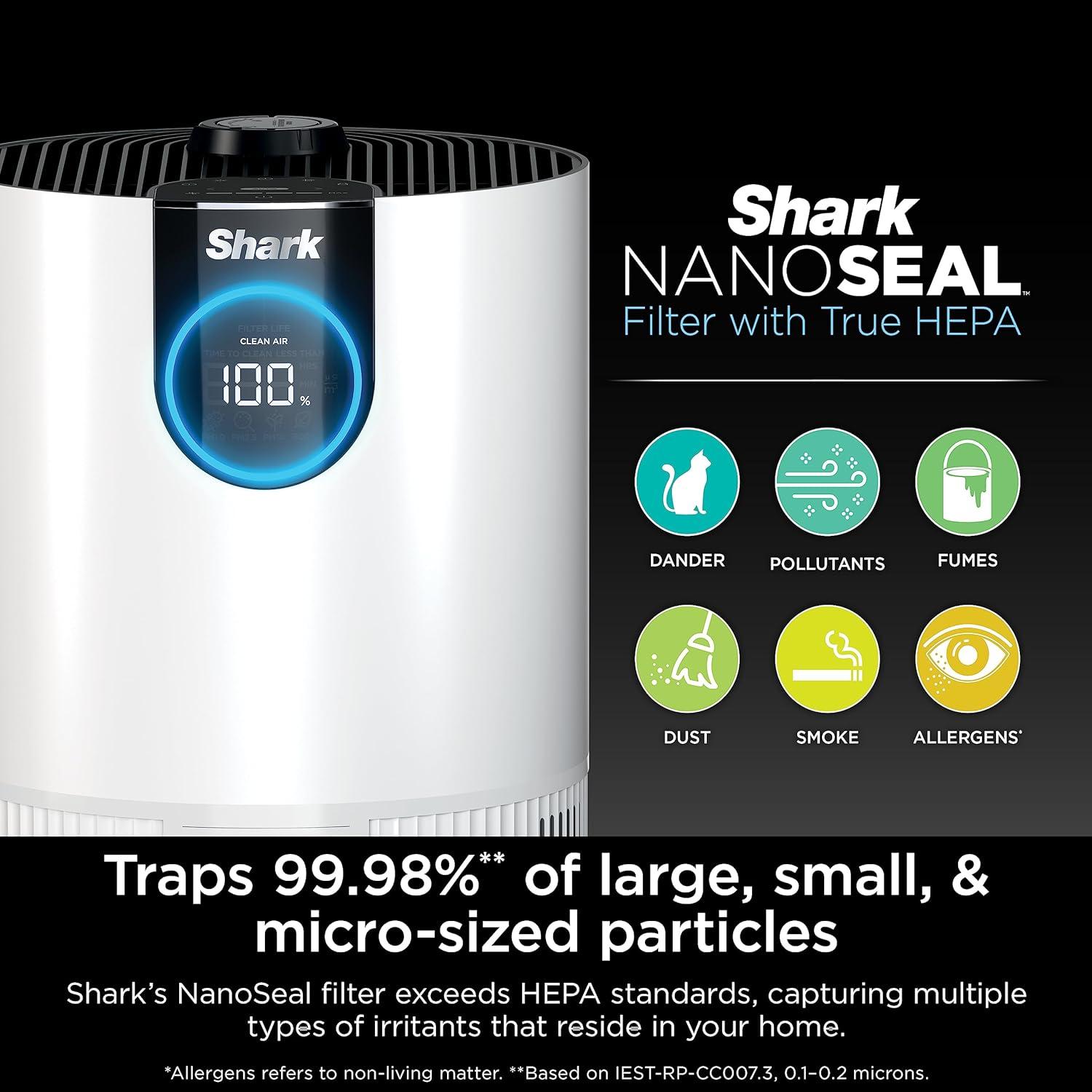 Shark HP132 Clean Sense Air Purifier with Odor Neutralizer Technology, HEPA Filter, 500 sq. ft.White