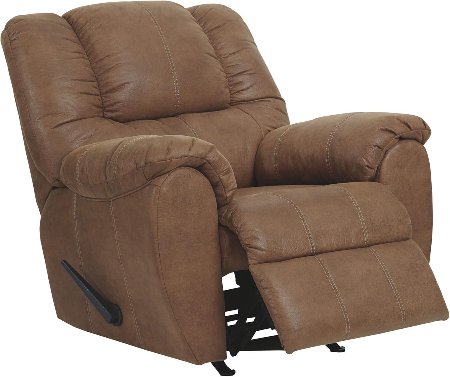 Saddle Brown Faux Leather Recliner with Metal Frame