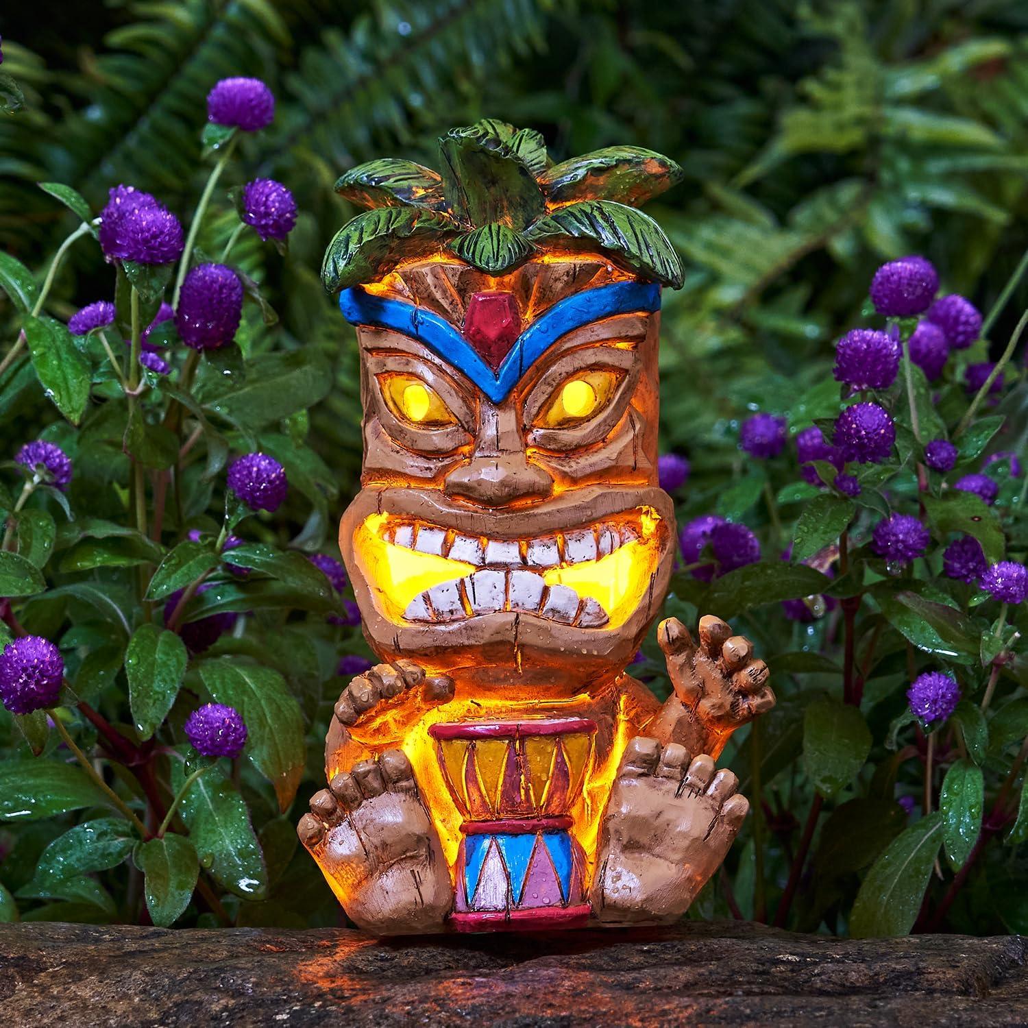 Easter Solar Tiki Totem with Woodpecker Lights