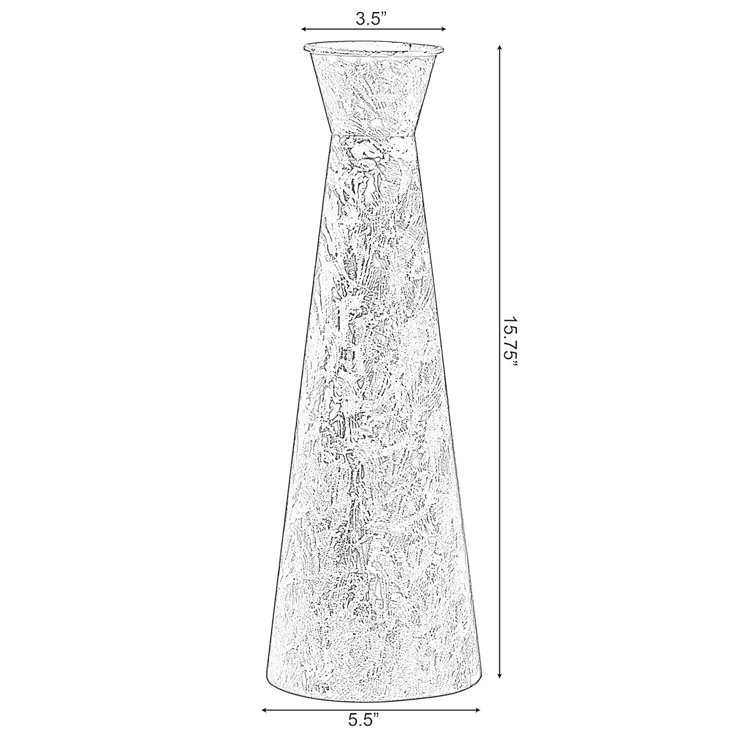 Brushed Paint Unique Straight Design Metal Decorative Floor Vase Flower Holder for Entryway, Living Room, or Dining