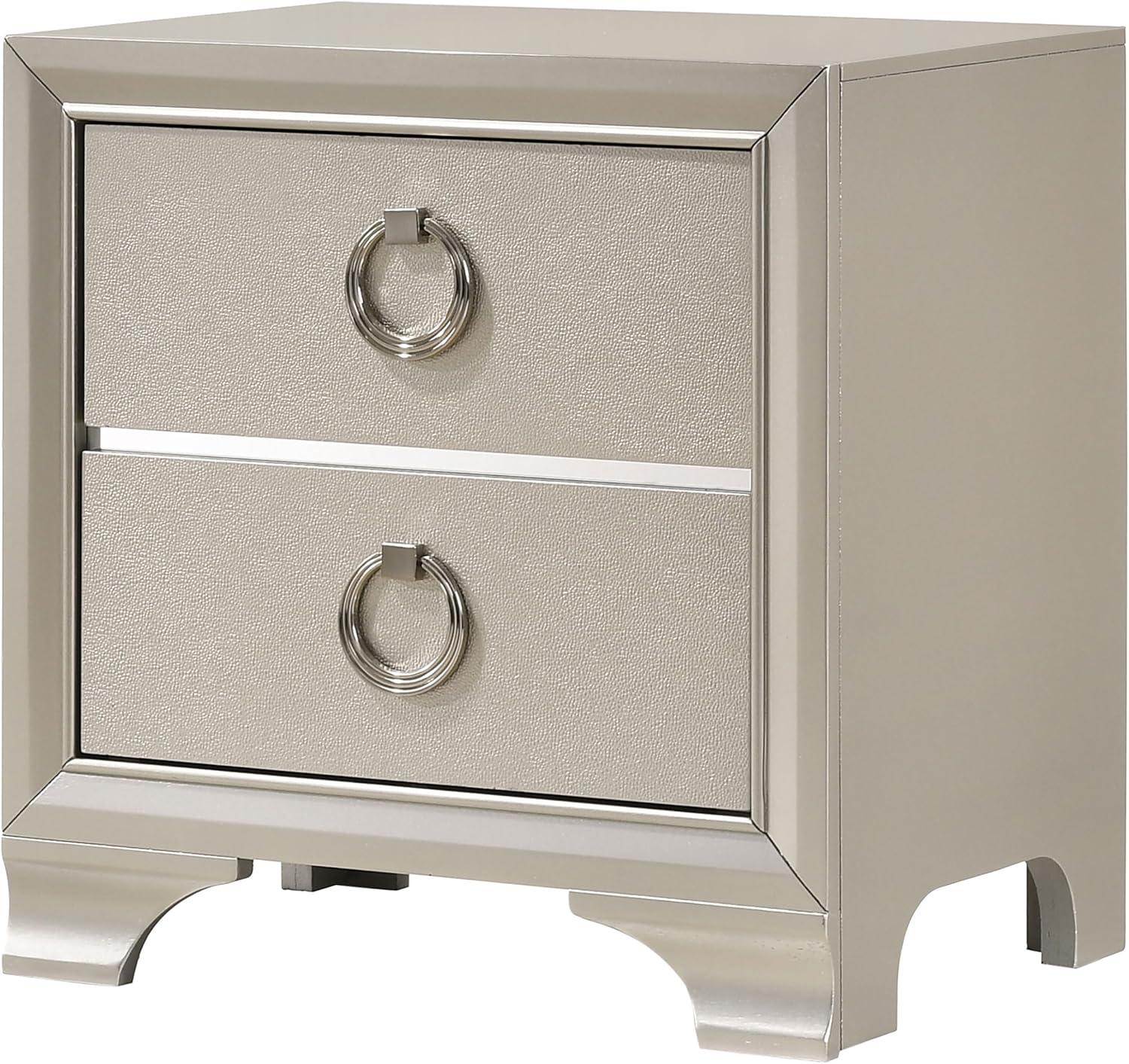 Salford 2-drawer Nightstand Metallic Sterling