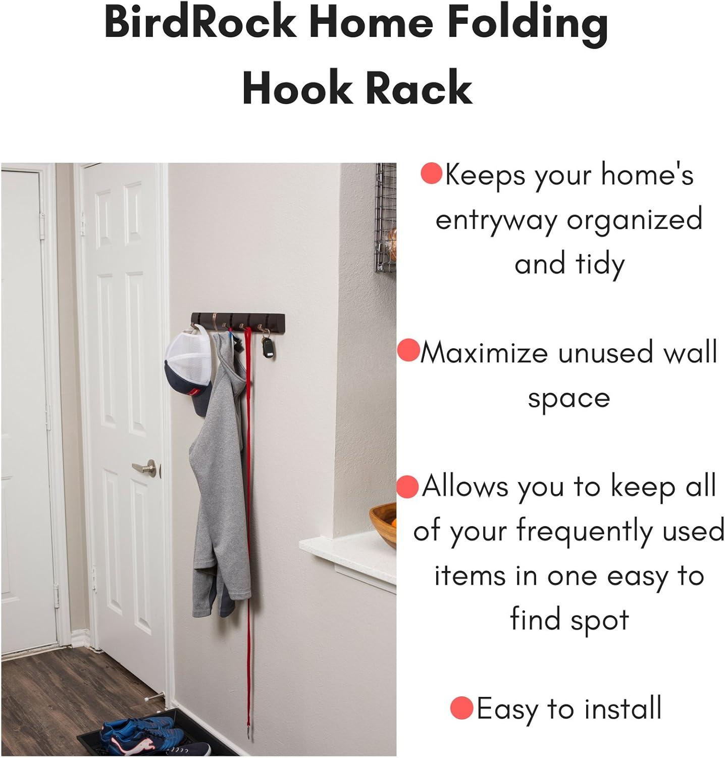 BirdRock Home Folding Hook Coat and Hat Rack - 5 Hooks