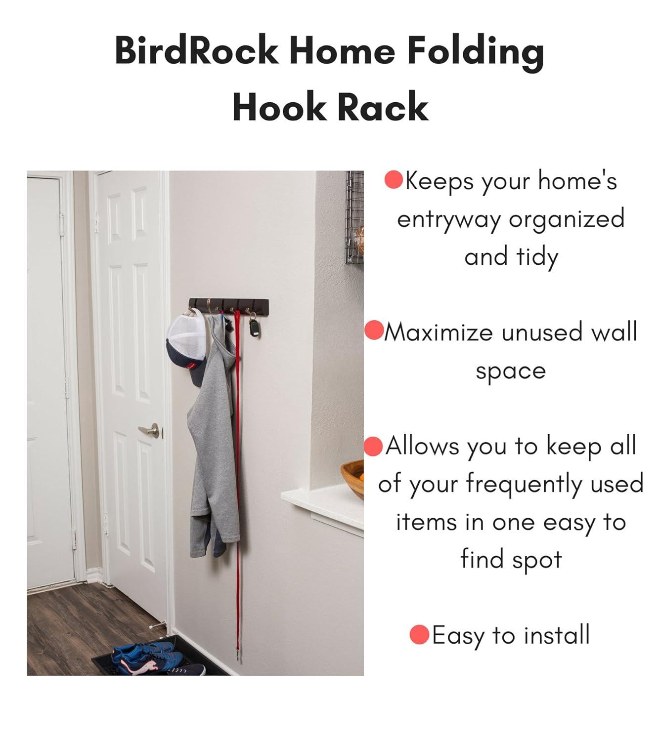 BirdRock Home Folding Hook Coat and Hat Rack - 5 Hooks