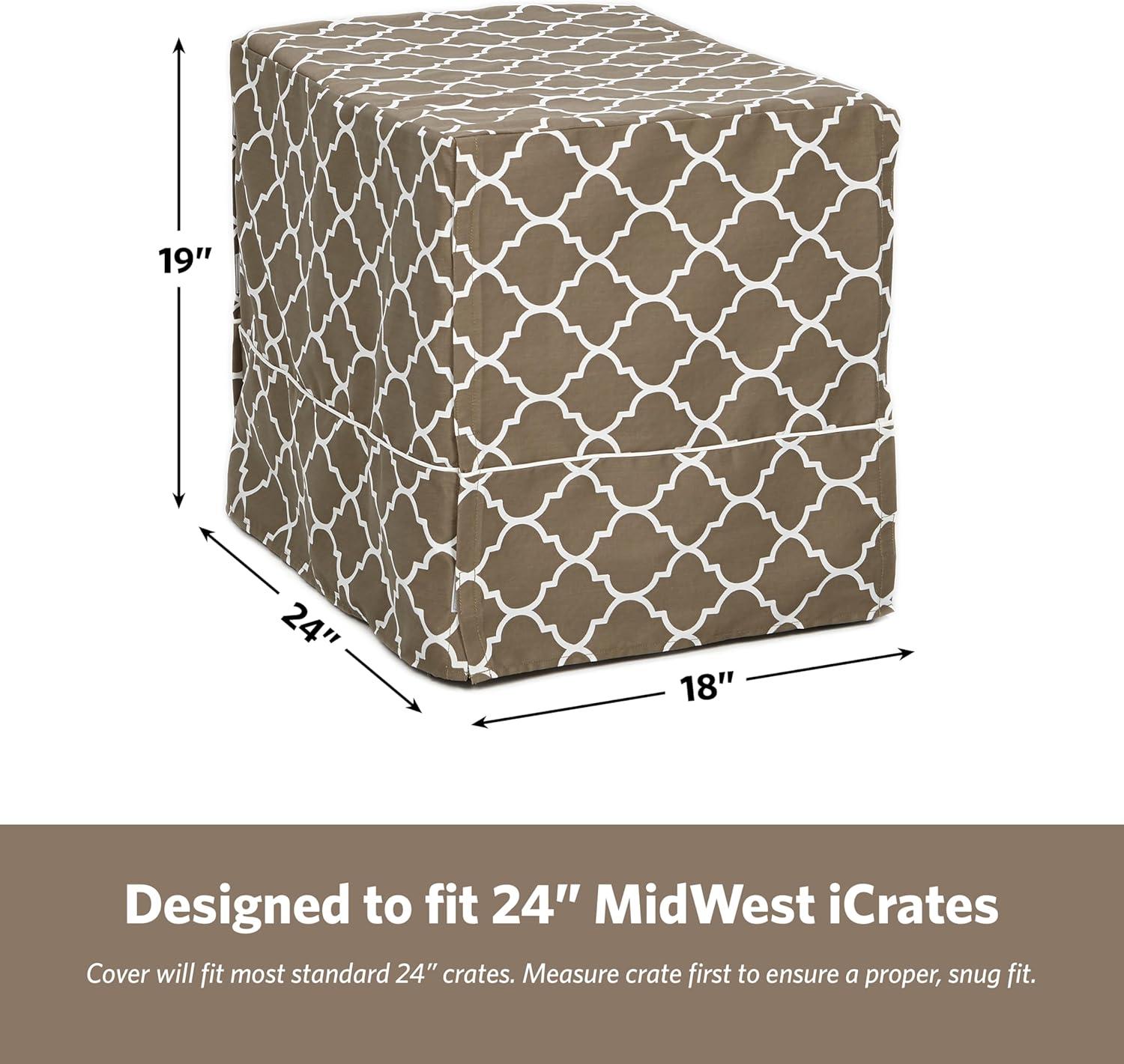 MidWest Dog Crate Cover, Privacy Dog Crate Cover Fits MidWest Dog Crates, Brown Geometric,  24in