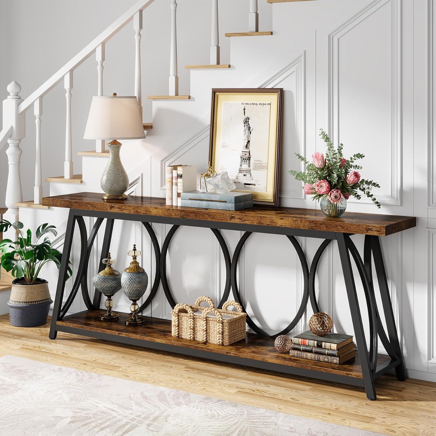 Tribesigns 70.9" Extra Long Console Sofa Table with 2 Tier Storage Shelf