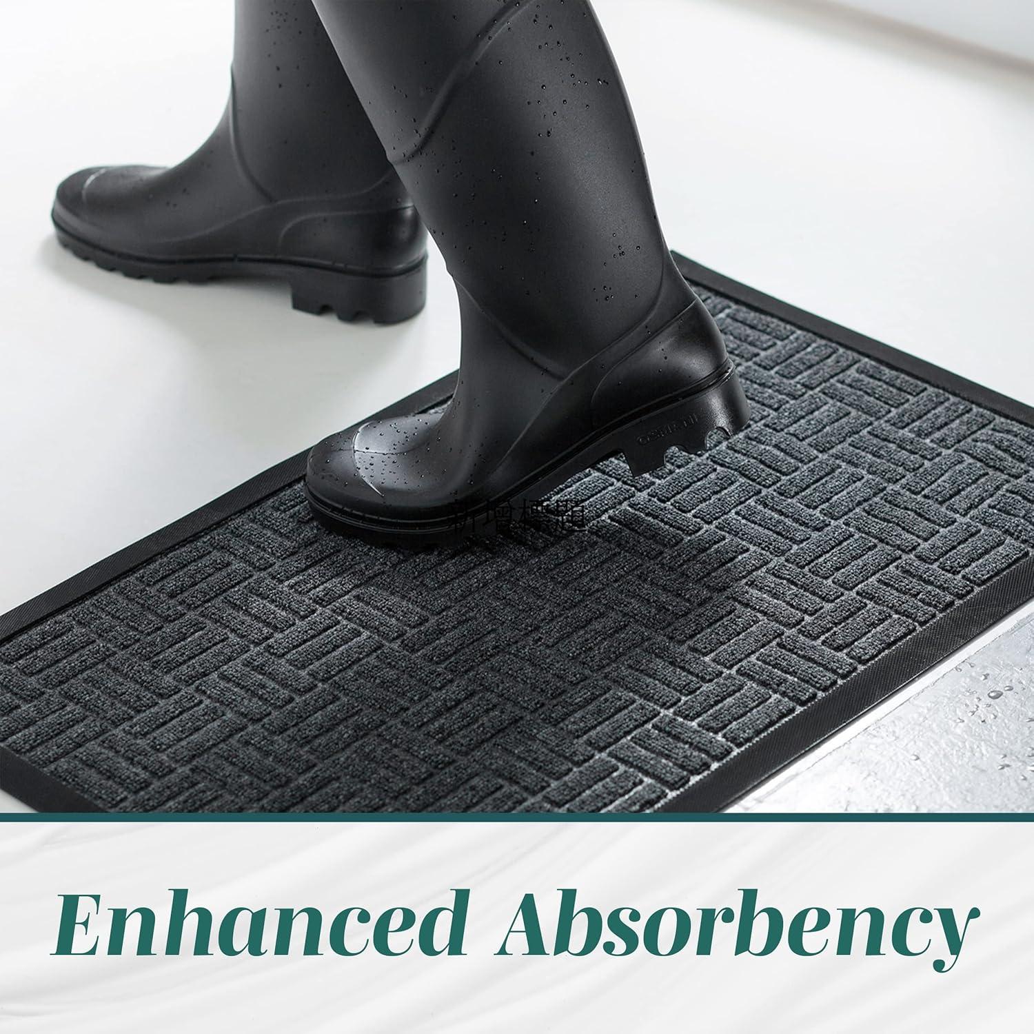 Front Door Mats, 2 Pc Set, 29.5 x 17, All Weather Entry and Back Yard, Indoor and Outdoor Safe, Slip Resistant Rubber Backing, Absorbent and Waterproof, Dirt Trapping Rugs for Entryway