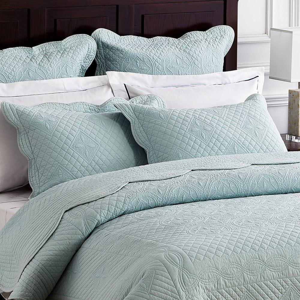 Calla Angel Sage Garden Luxury Pure Cotton Pillow Sham, Standard, Light Aqua