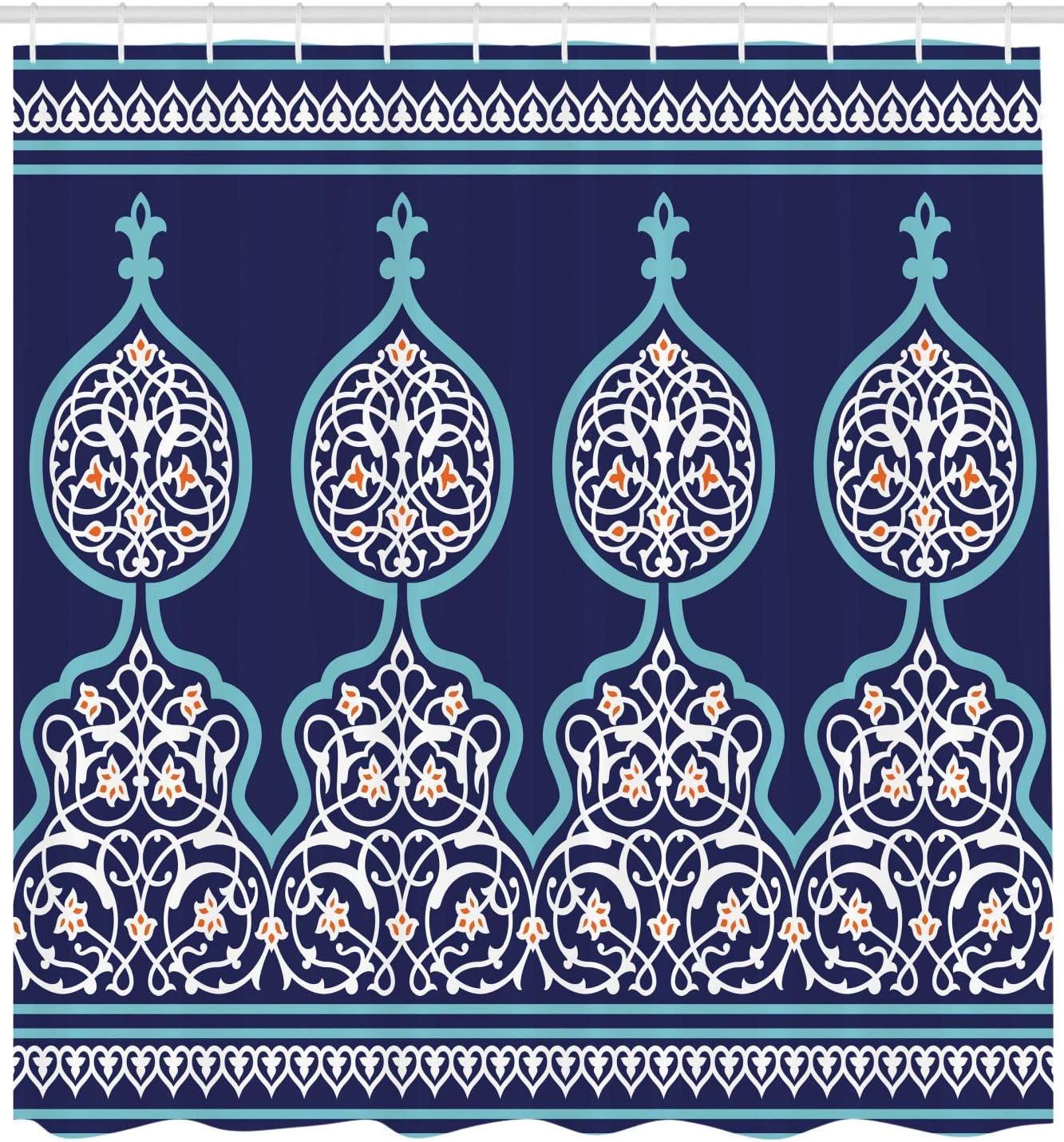 Damask Shower Curtain with Hooks Included