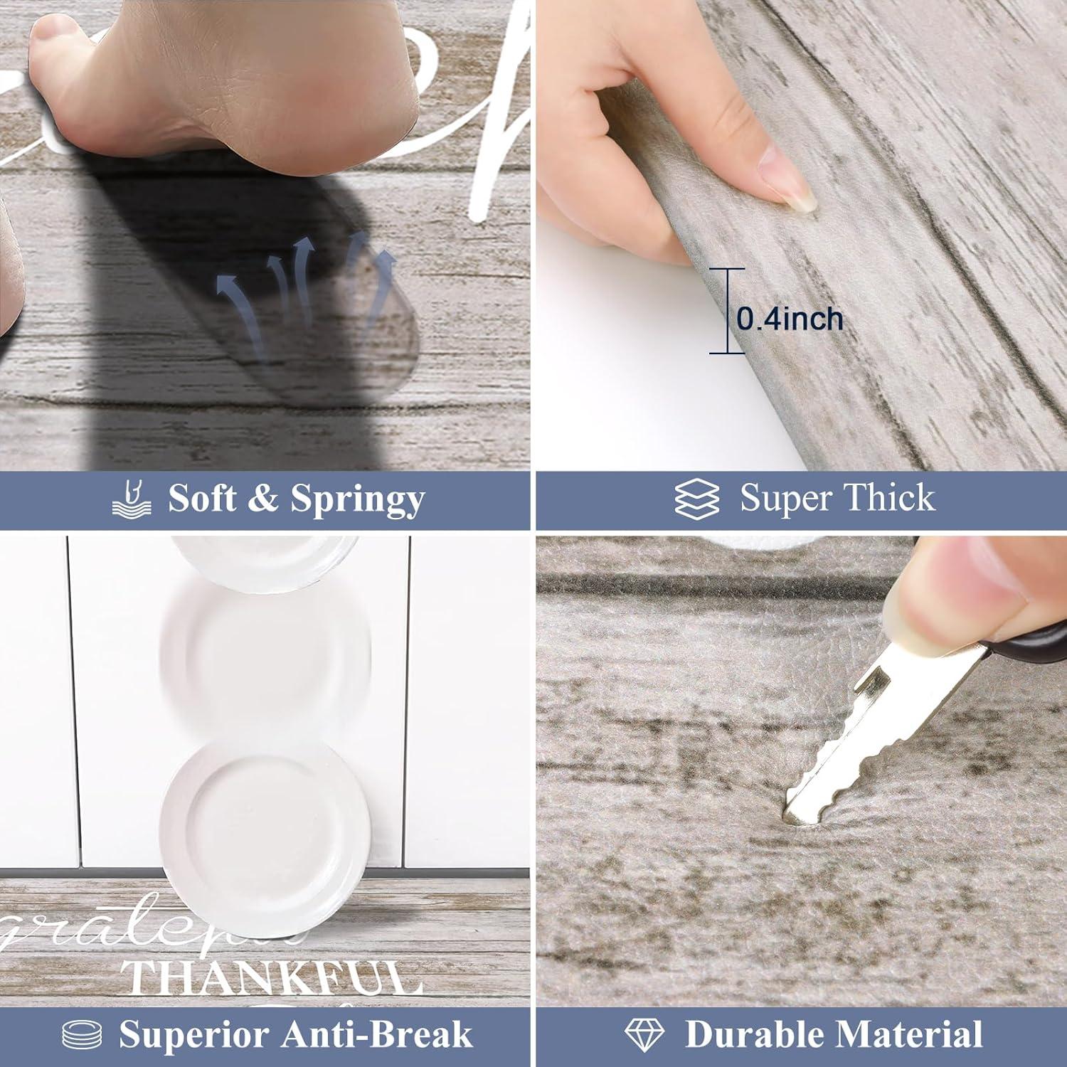 Rosalind Wheeler The Anti Fatigue Kitchen Mat Set of 2 Non Slip Cushioned Kitchen Mats for Floor Waterproof Farmhouse Kitchen Rugs and Mats Set Comfort Standing Desk Mat Carpet