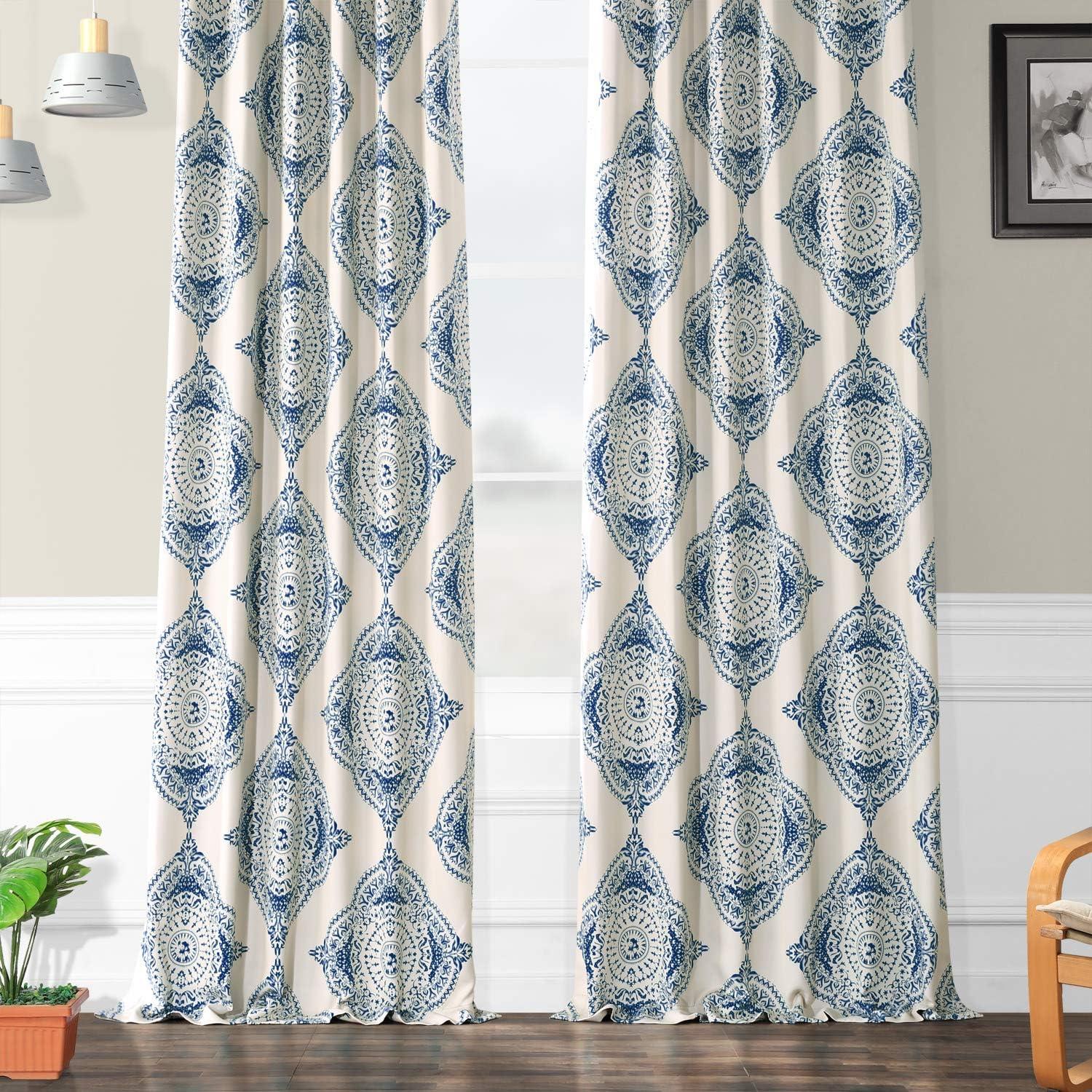 Henna Blue Blackout Room Darkening Curtain (1 Panel), Henna Blue, 50W X 120L