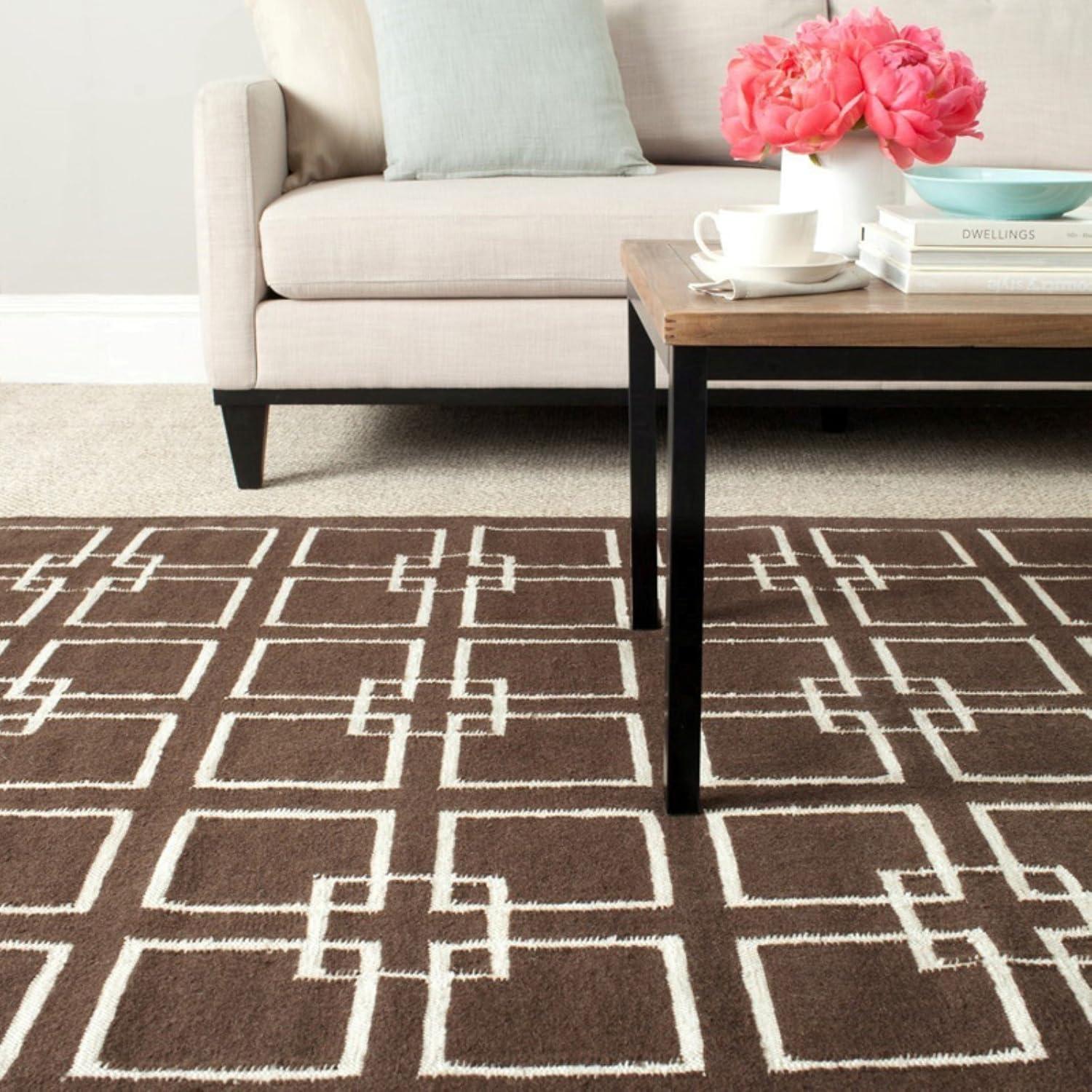 Martha Stewart Flat Weave Wool/Silk/Cotton Geometric Rug in Geyser Blue