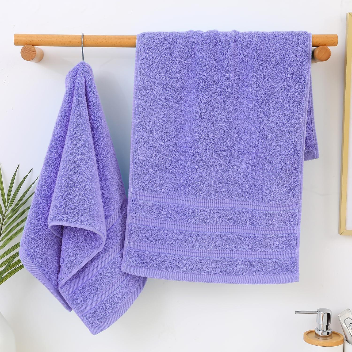 American Soft Linen 6 Piece Towel Set, 100% Cotton Bath Towels for Bathroom, Lilac