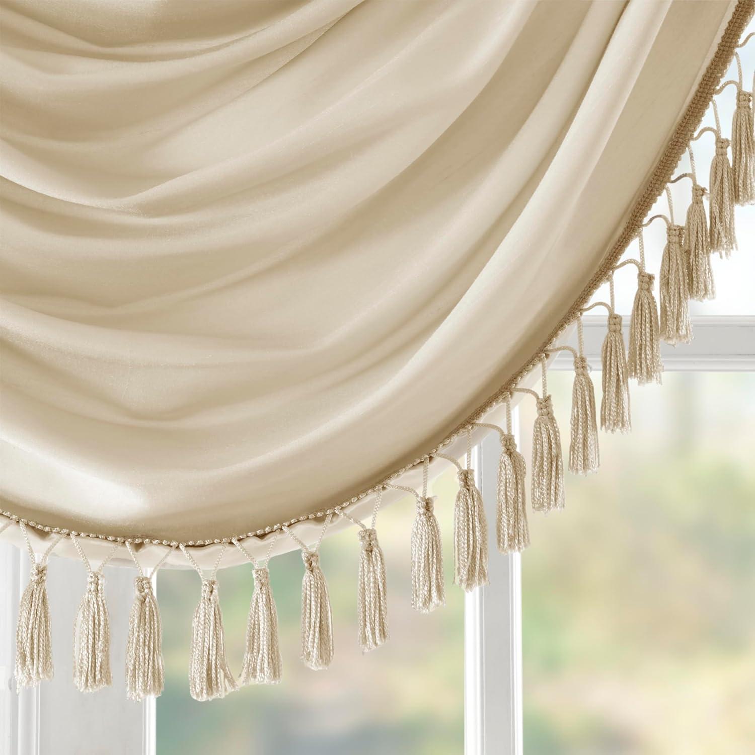 Madison Park Elena Faux Silk Waterfall Embellished 38'' W Window Valance